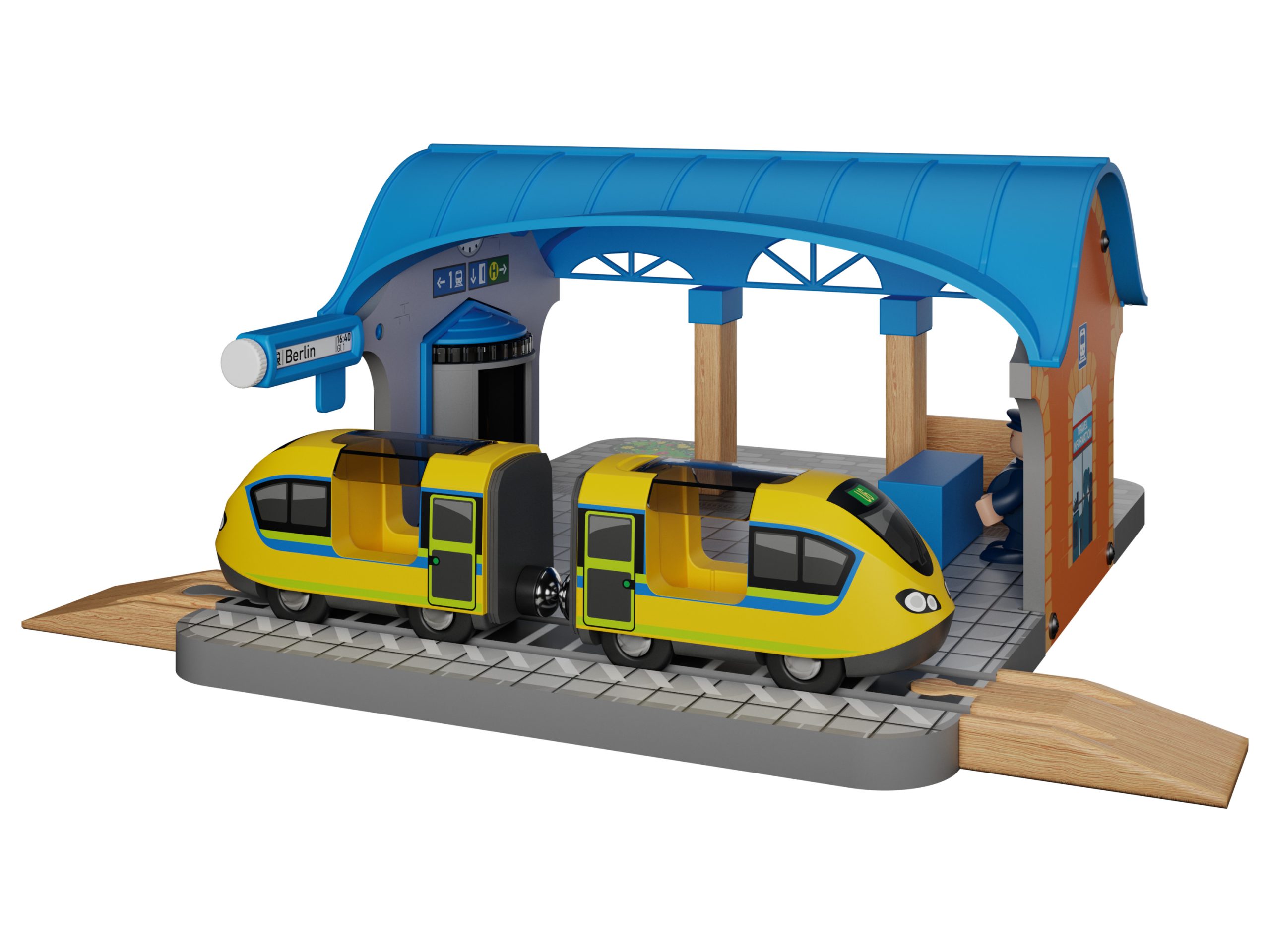 Playtive Houten treinbaan uitbreidingsset (Treinstation-set) (4335754097713)