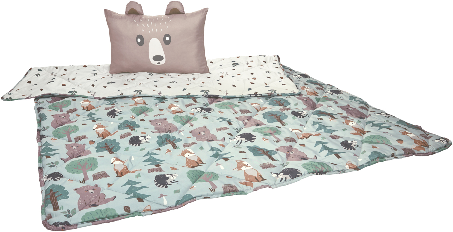 LIVARNO Kinder dekbed met kussen 140 x 200 cm (Groen/bruin) (4052916872024)