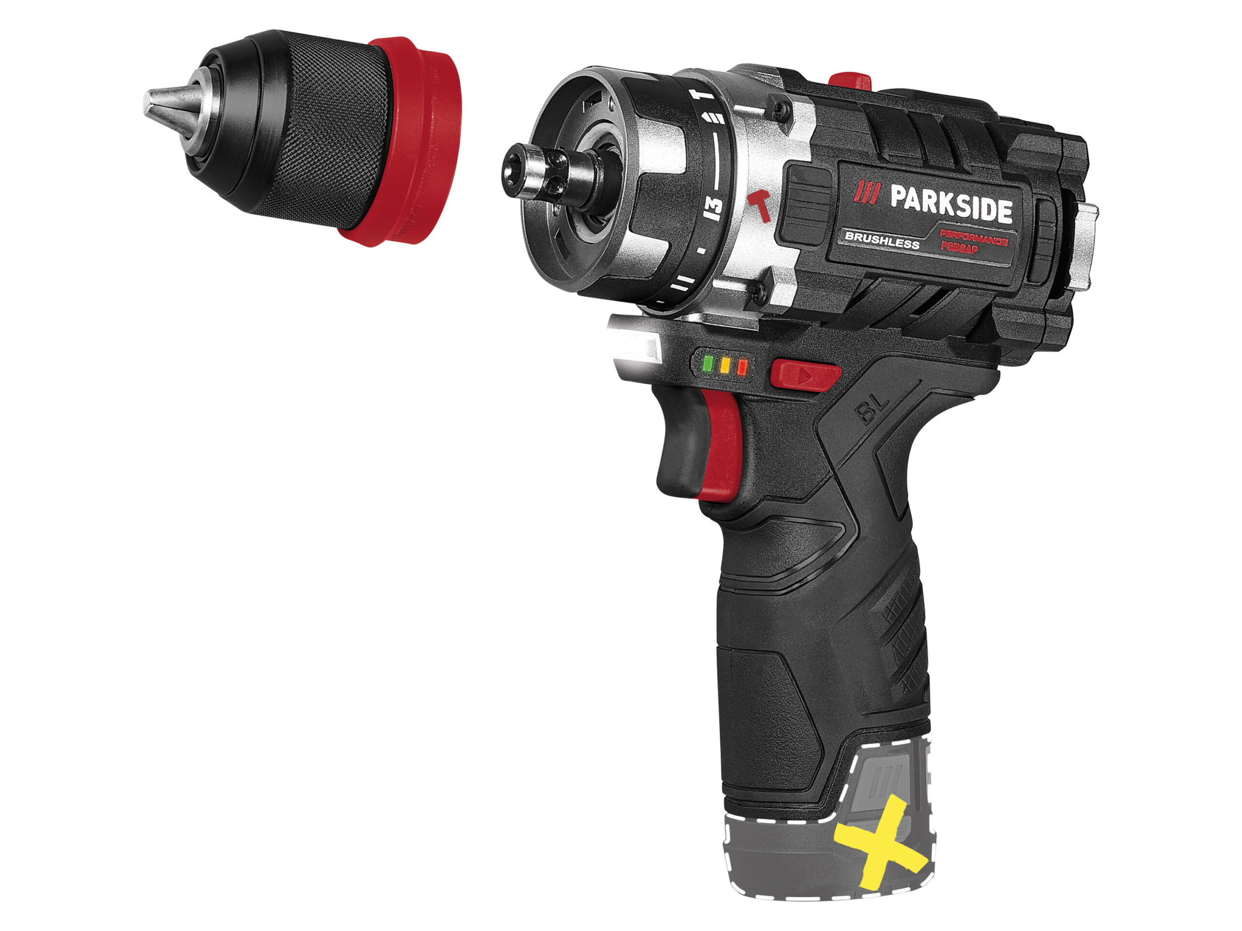 PARKSIDE PERFORMANCE Accu-klopboormachine 12 V zonder accu en lader (4052916672167)