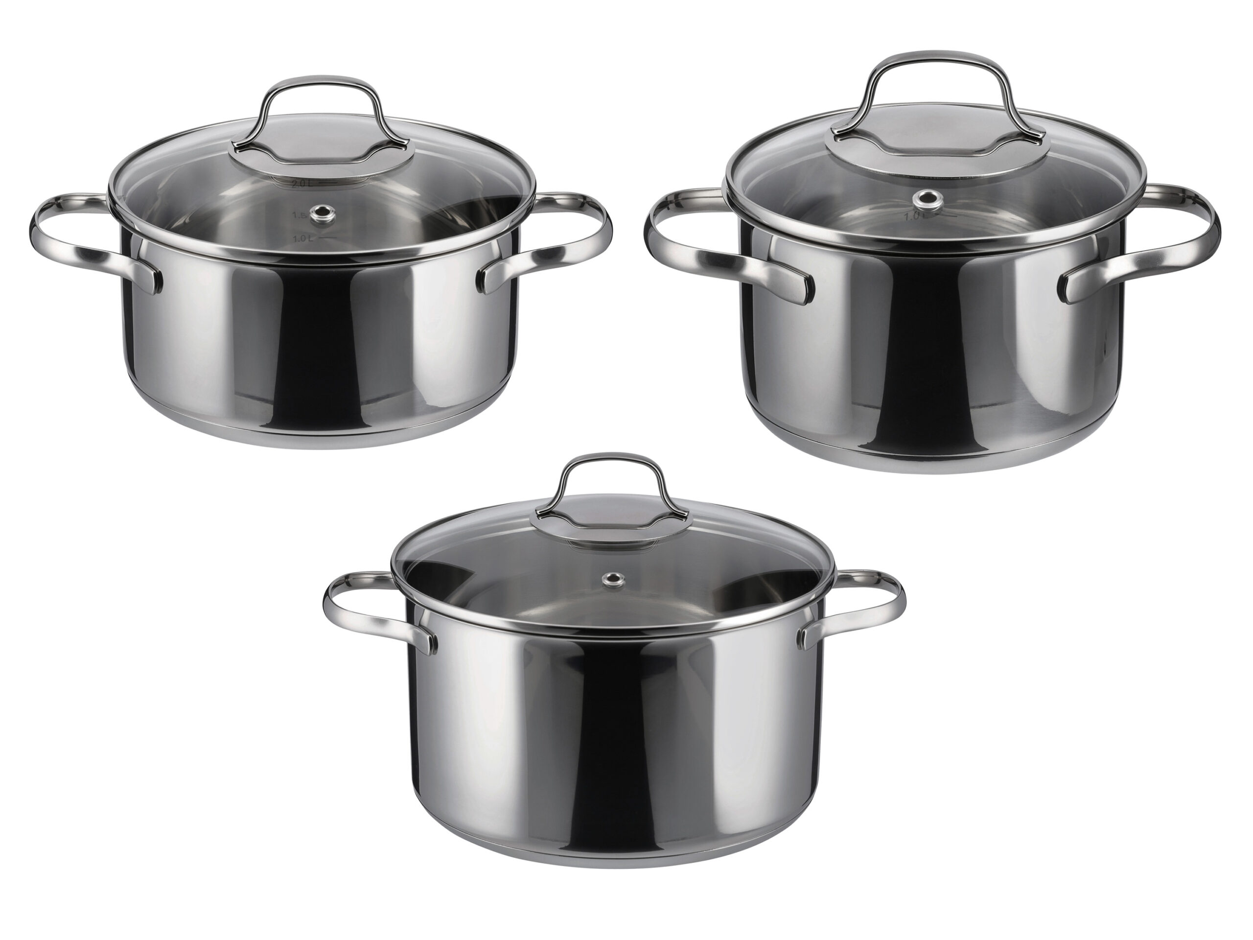 SILVERCREST Set van 3 RVS kookpannen (4052916843147)