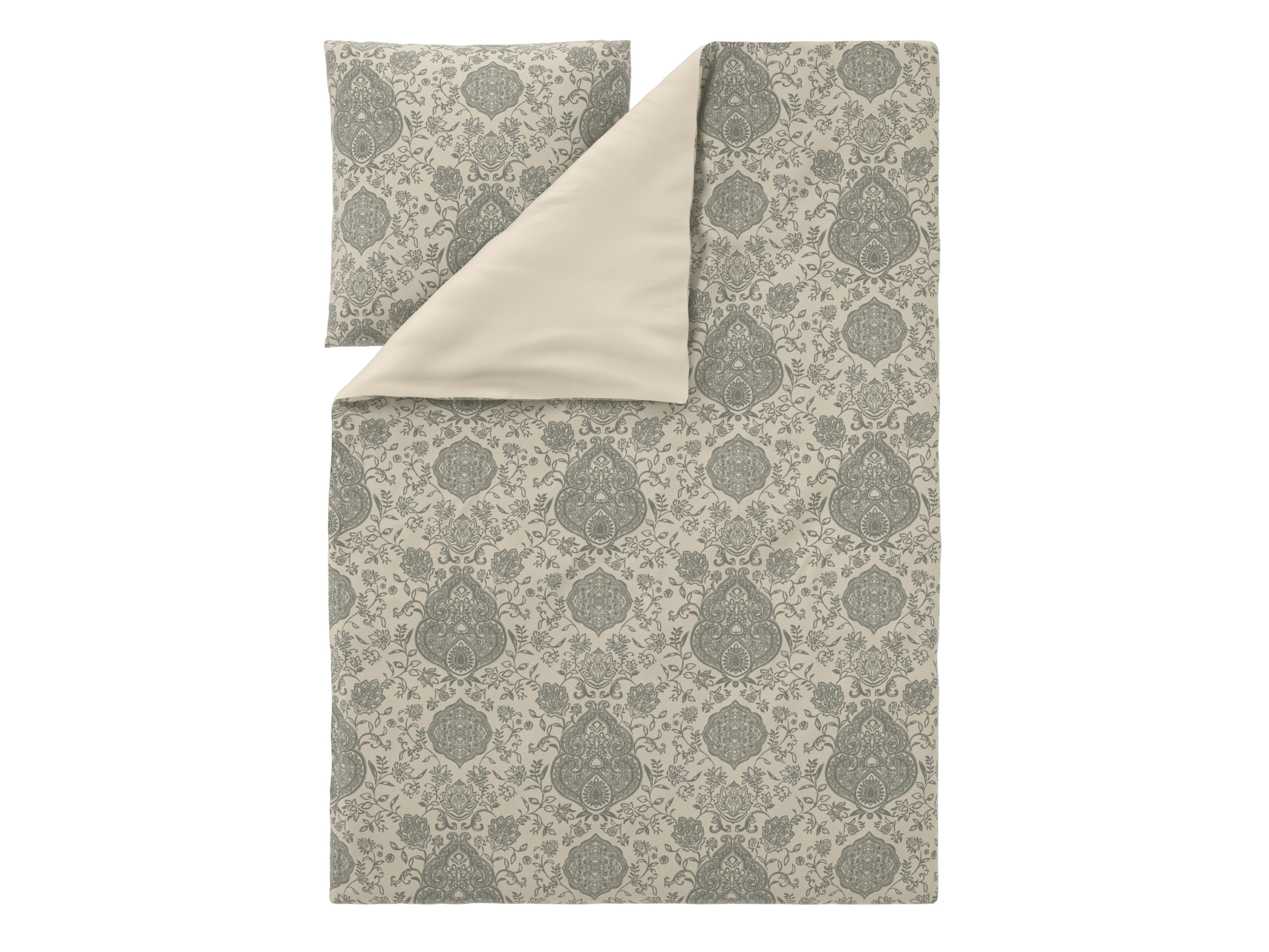 LIVARNO Satijnen dekbedovertrek 140 x 200 cm (crème/grijs) (4052916827147)