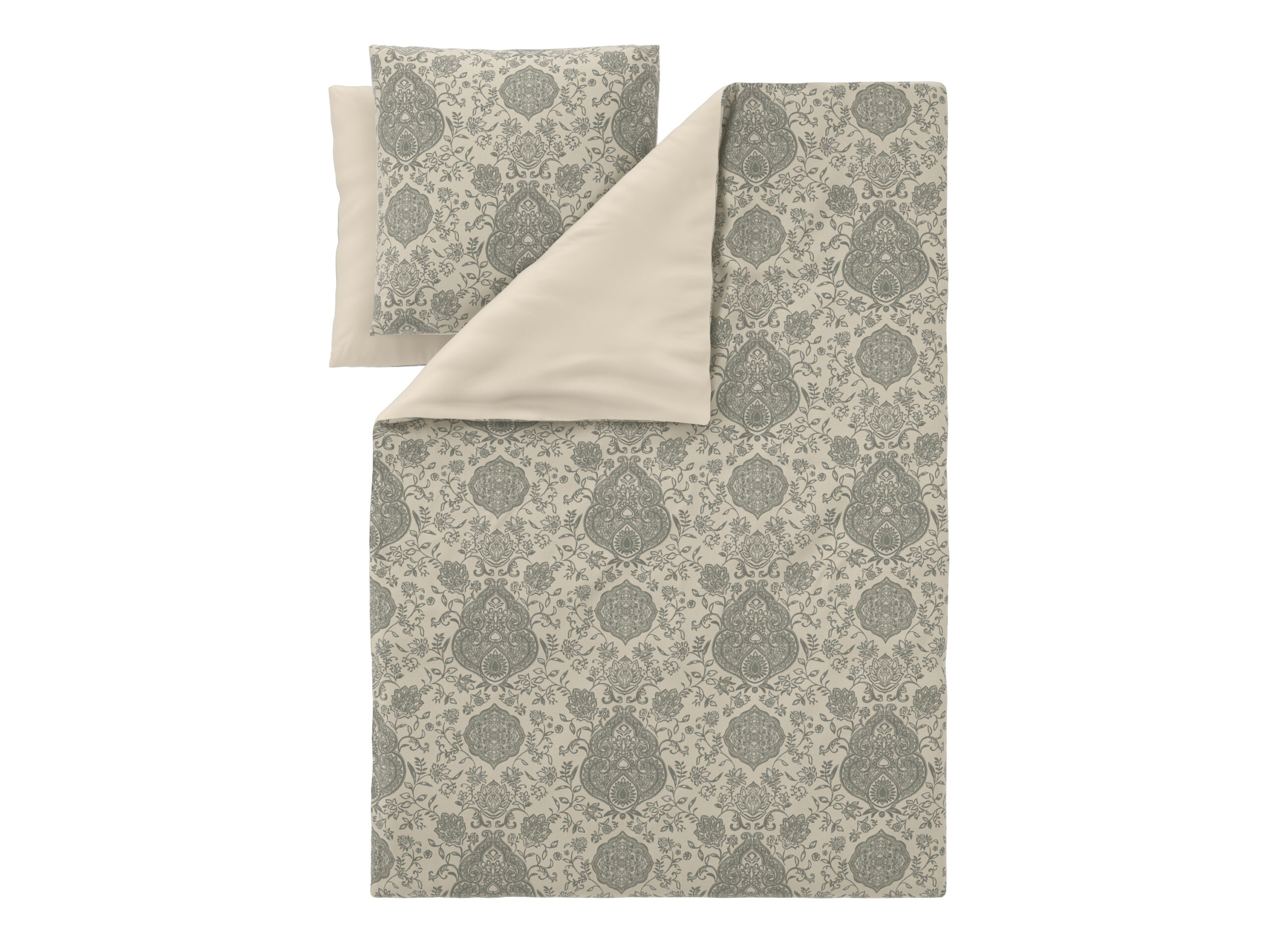 LIVARNO Satijnen dekbedovertrek 240 x 220 cm (crème/grijs) (4052916828298)