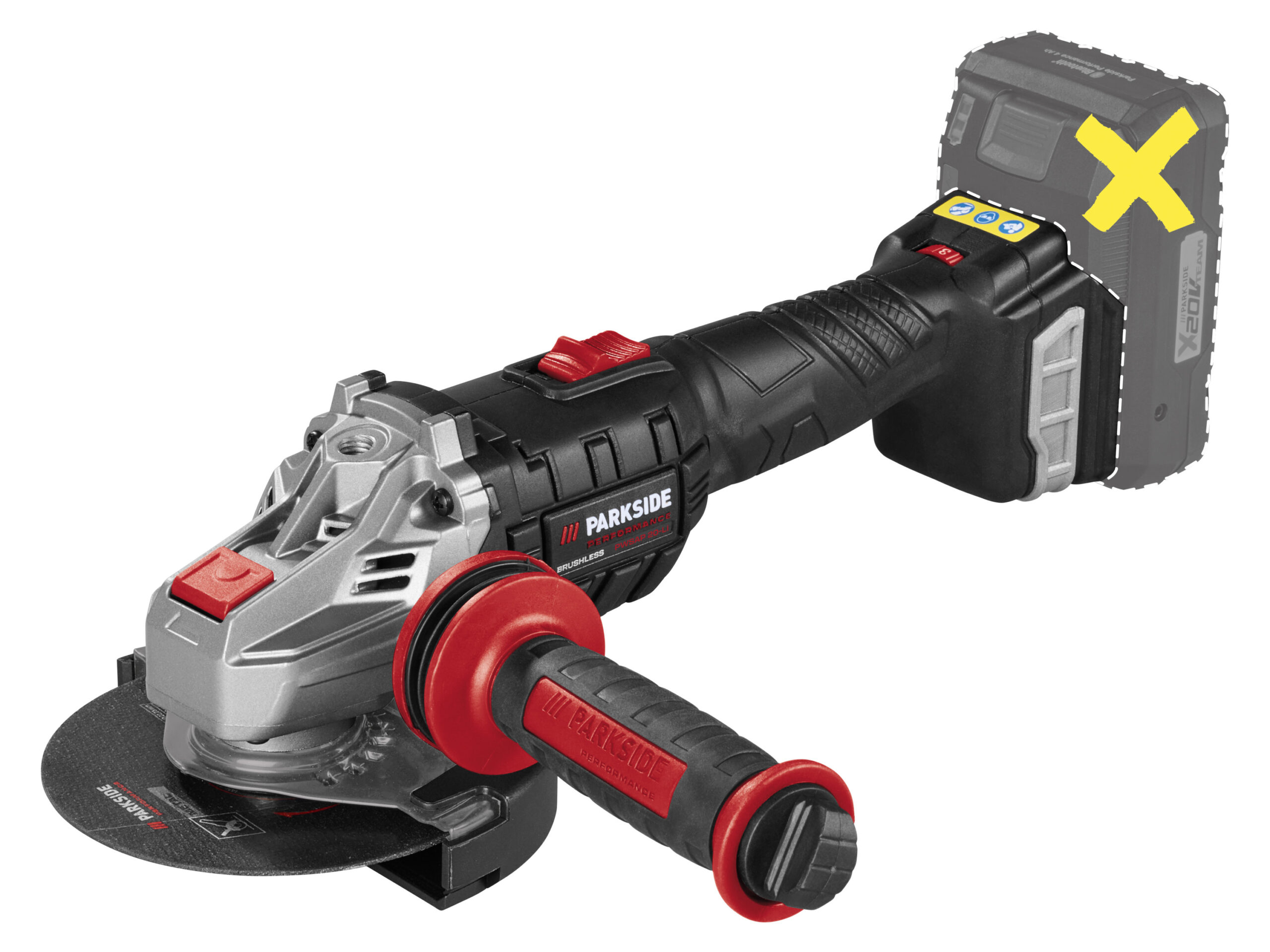 PARKSIDE PERFORMANCE Accu-haakse slijper 20 V zonder accu en lader (4052916858684)