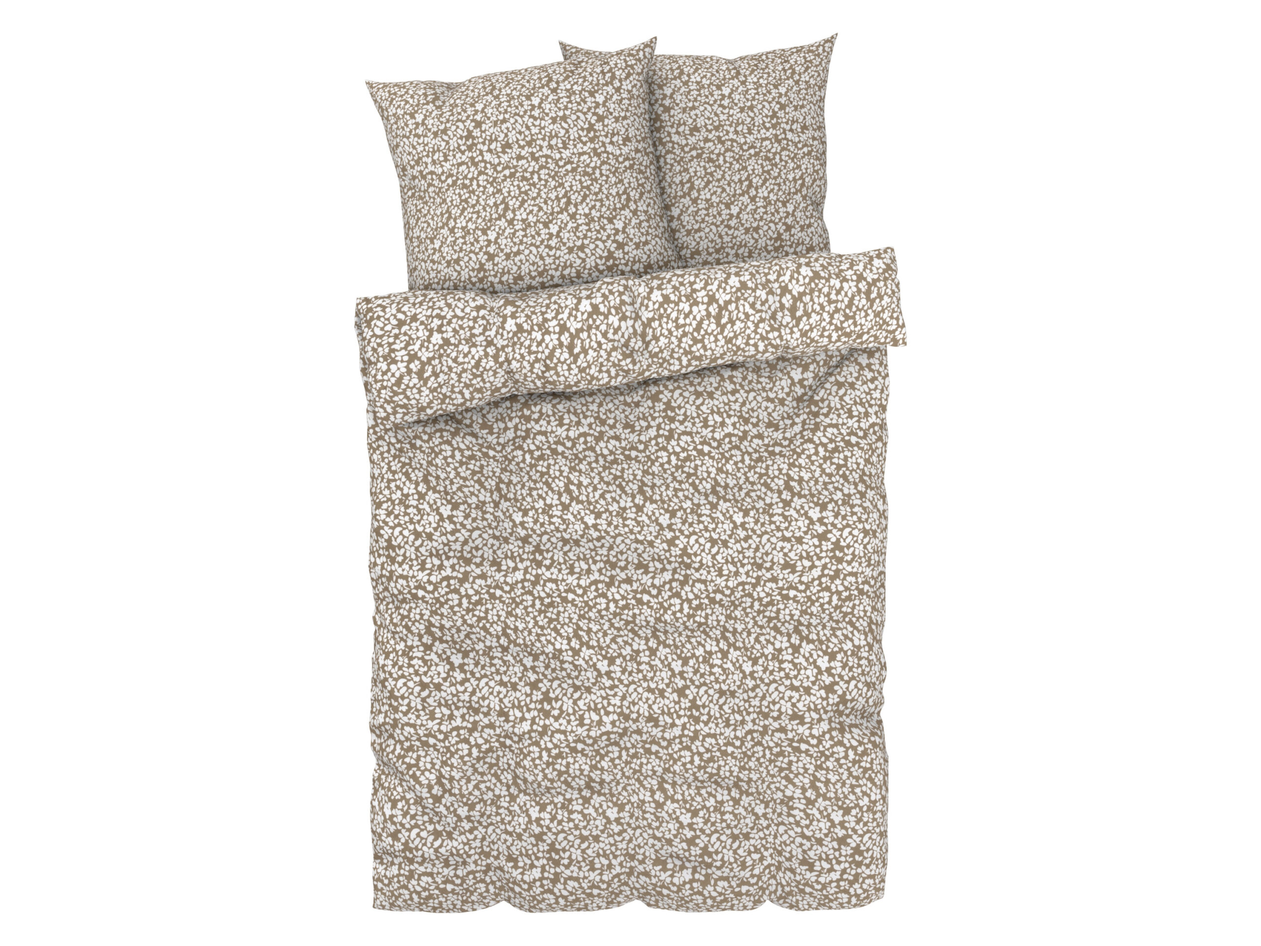 LIVARNO home Satijnen dekbedovertrek 200 x 200 cm (patroon bruin/wit) (4052916419038)