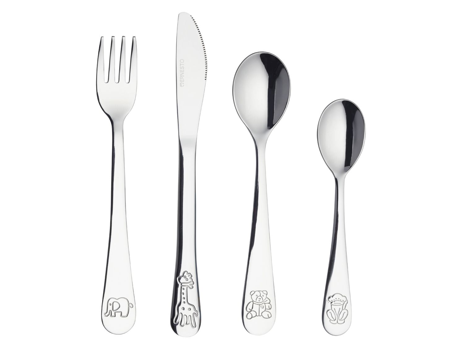 ERNESTO Kinderbestekset (Olifant/beer/giraffe/aap) (4304493076396)