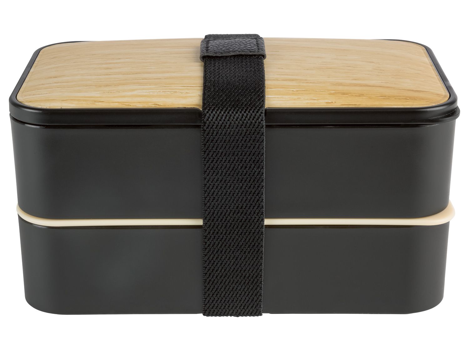 ERNESTO Lunchtrommel, 2 compartimenten, incl. 3-delig bestek (Zwart) (4056233136968)