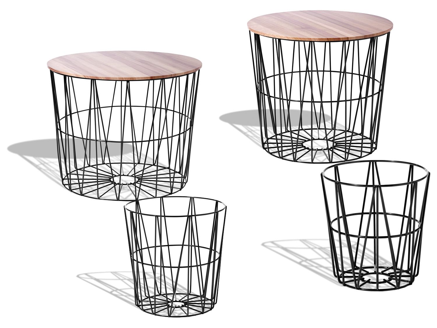 LIVARNO LIVING Bijzettafelset met manden, 4-delig (4056232266215)