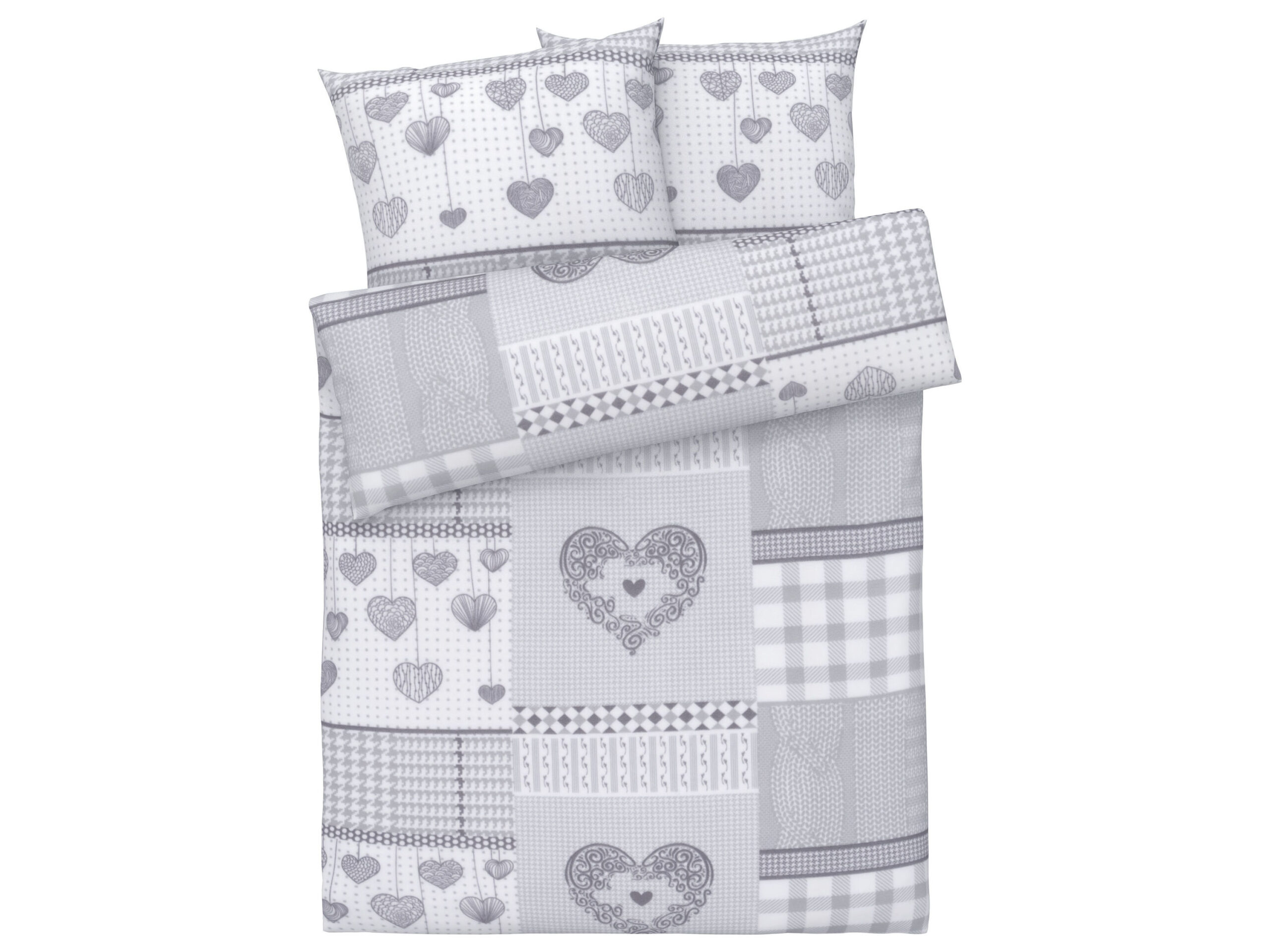 LIVARNO home Fleece dekbedovertrek 200 x 200 cm (Grijs/wit) (4055334269247)