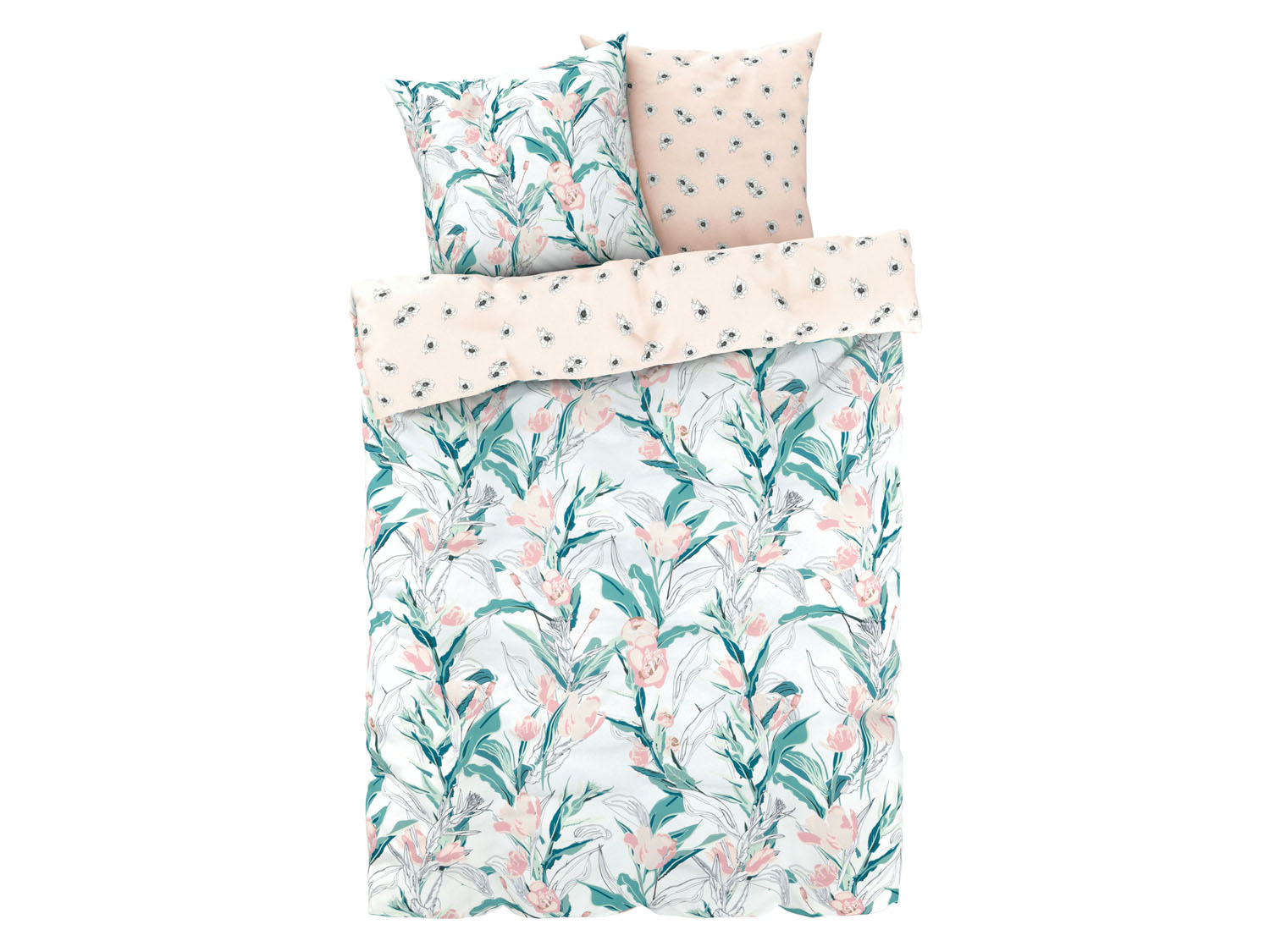 LIVARNO home Microvezel-satijnen dekbedovertrek 240 x 220 cm (Grote bloemen) (4052916045688)