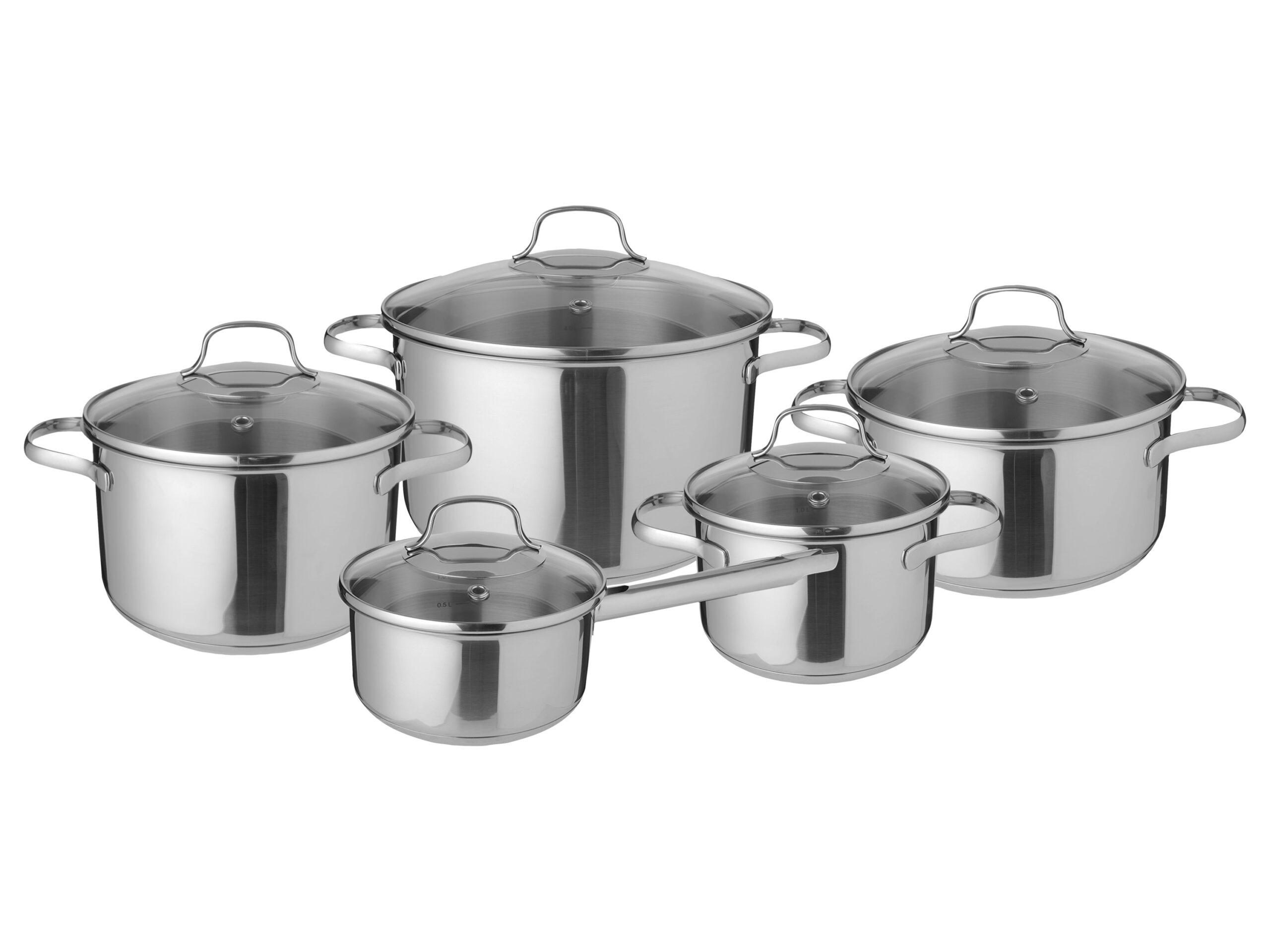 LIVARNO home RVS pannenset (Glazen deksel) (4052916470596)