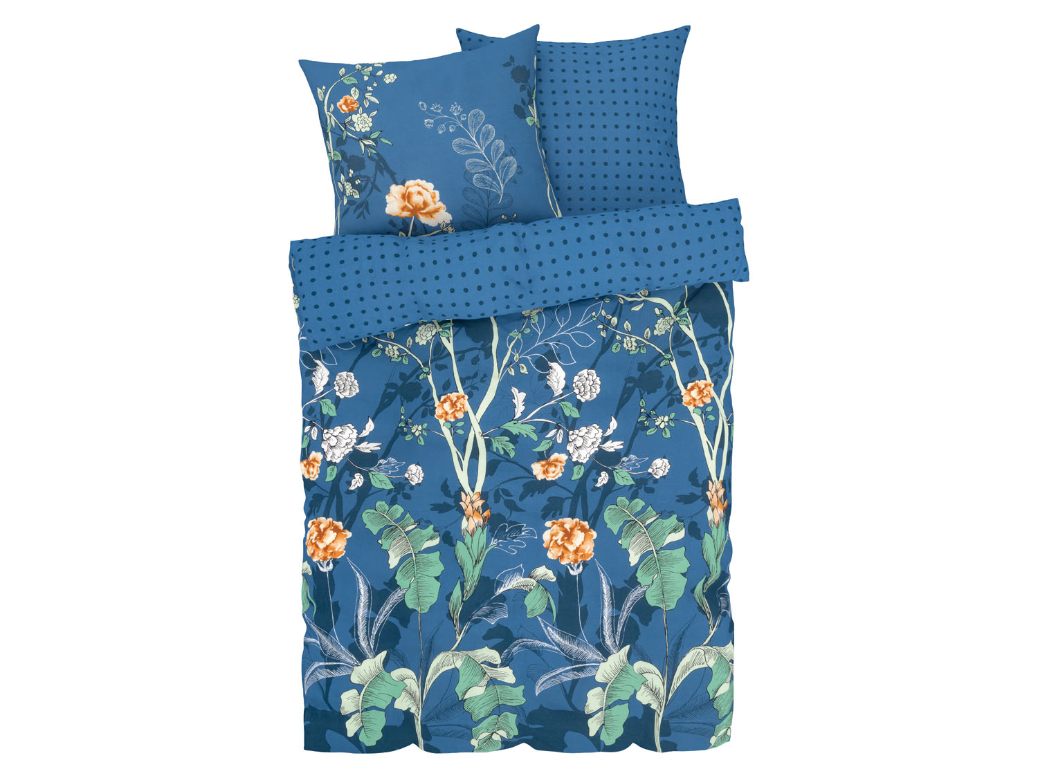 LIVARNO home Satijnen dekbedovertrek 200 x 200 cm (Bloemen/blauw/groen) (4055332090805)