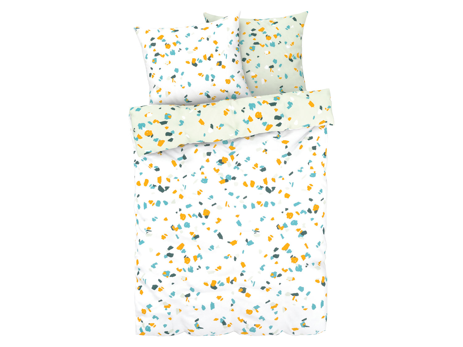 LIVARNO home Satijnen dekbedovertrek 200 x 200 cm (Wit/print) (4055332090904)