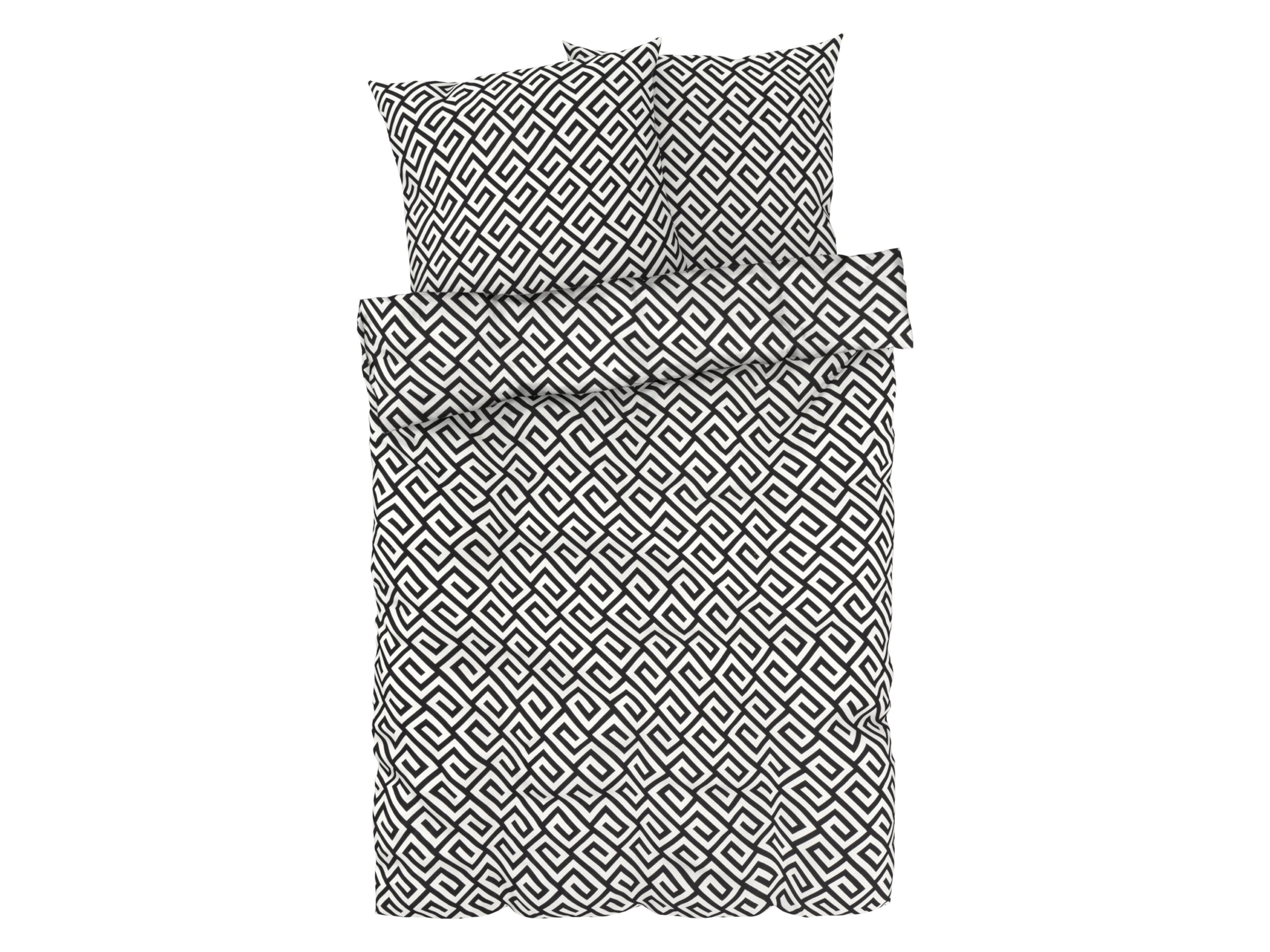 LIVARNO home Satijnen dekbedovertrek 240 x 220 cm (Grafisch/zwart/wit) (4335815025990)