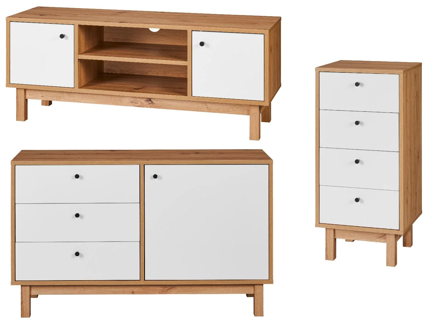 LIVARNO home Set van TV-meubel en 2 ladekasten Copenhagen (0000800008480)