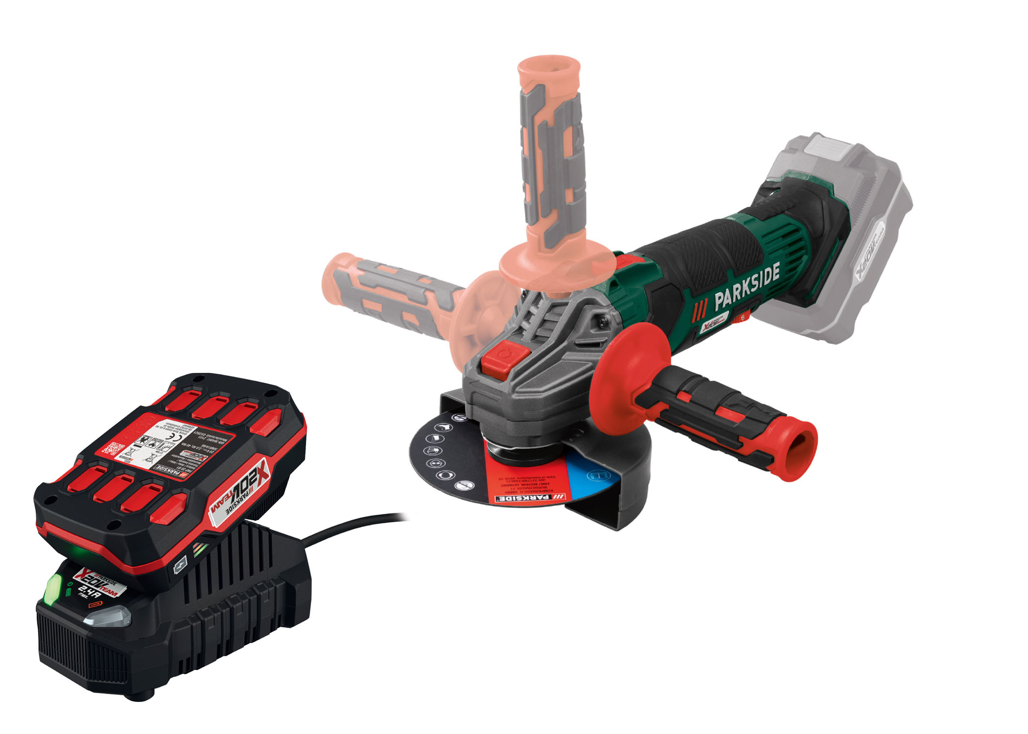 PARKSIDE Accu-haakse slijper 20 V met accu en lader