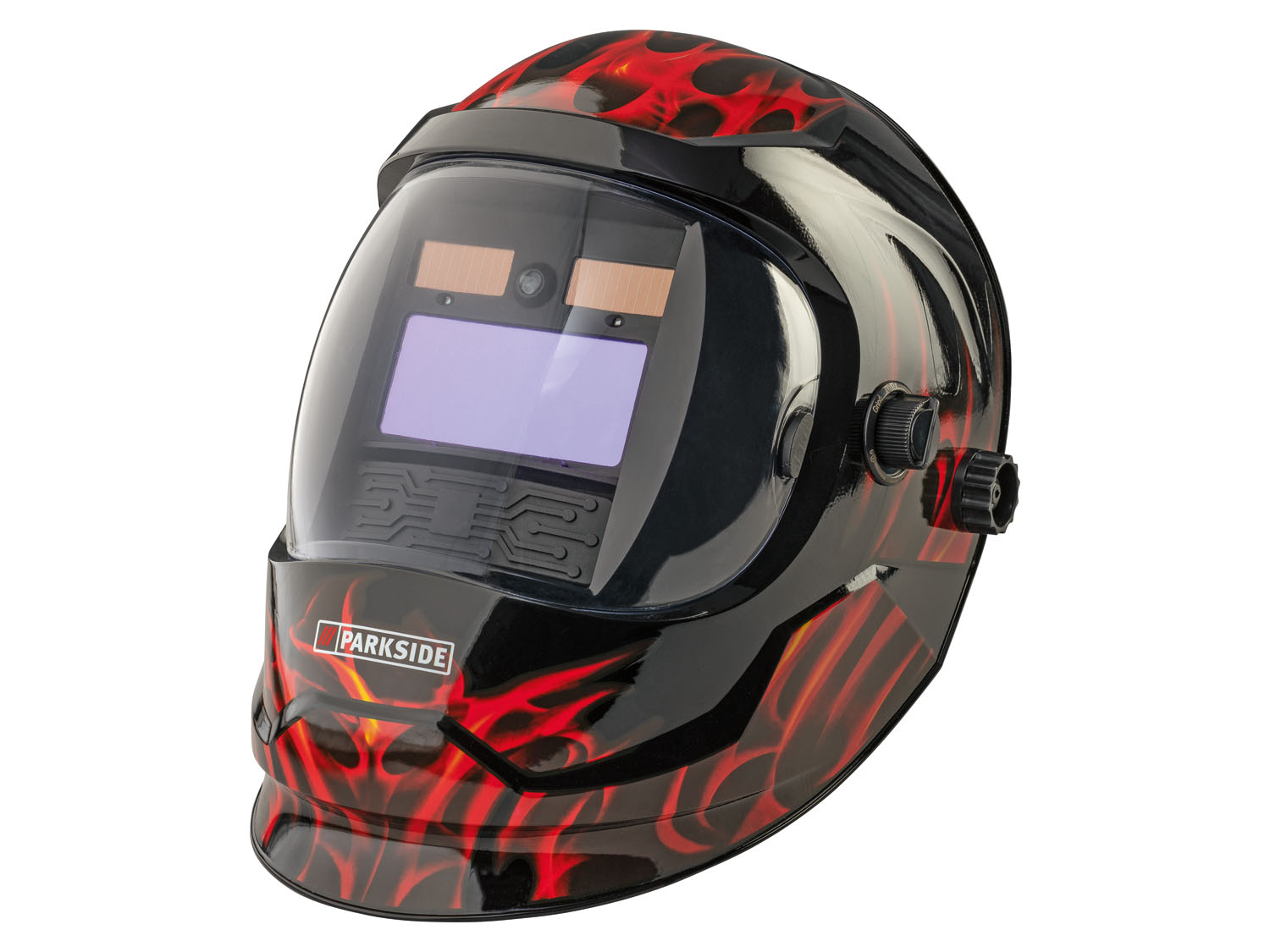 PARKSIDE Automatische dimmende lashelm (Zwart met vlammen) (4055334778817)