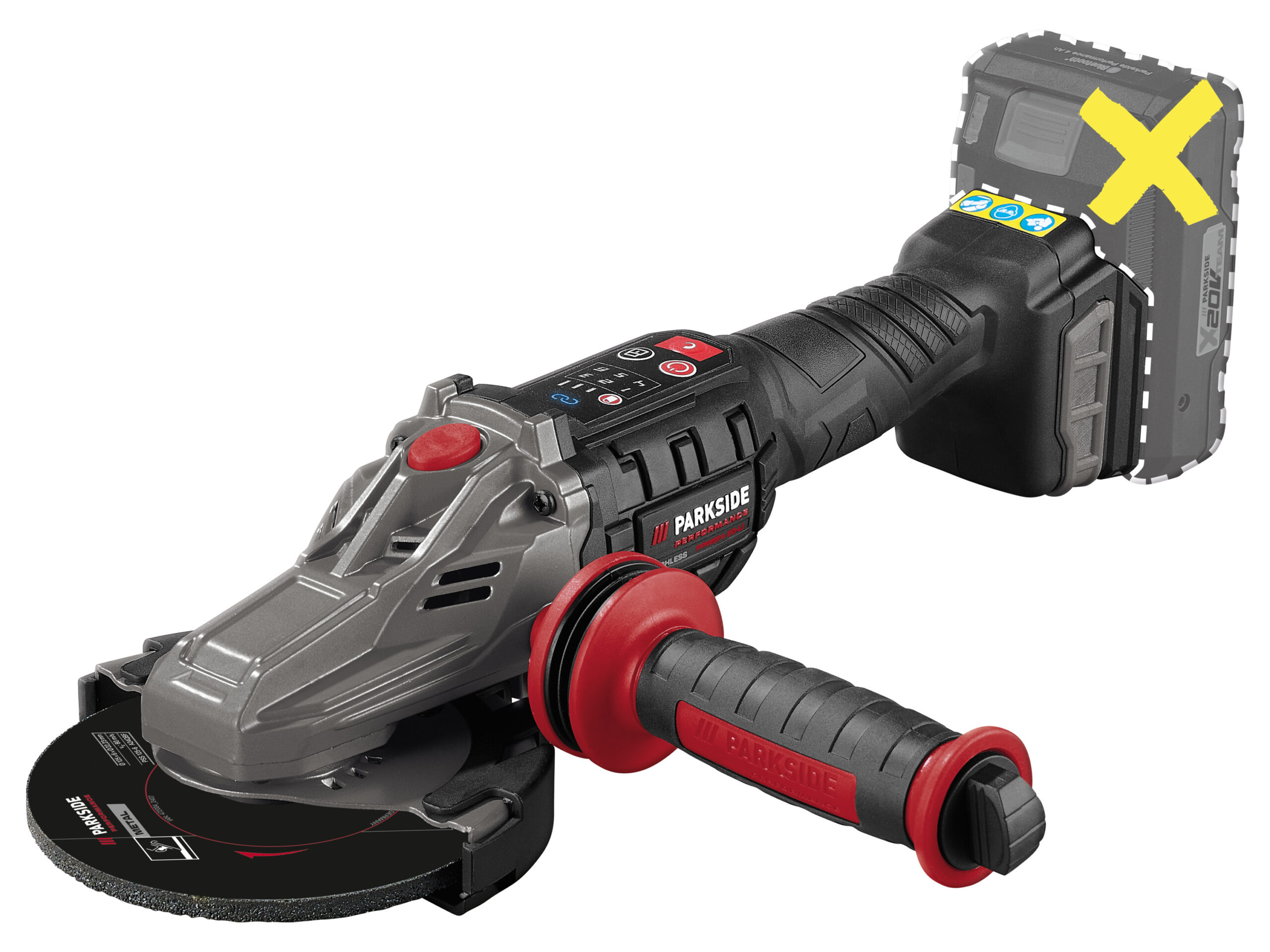 PARKSIDE PERFORMANCE Accu-haakse slijper met platte kop 20 V zonder accu en lader (4052916455302)