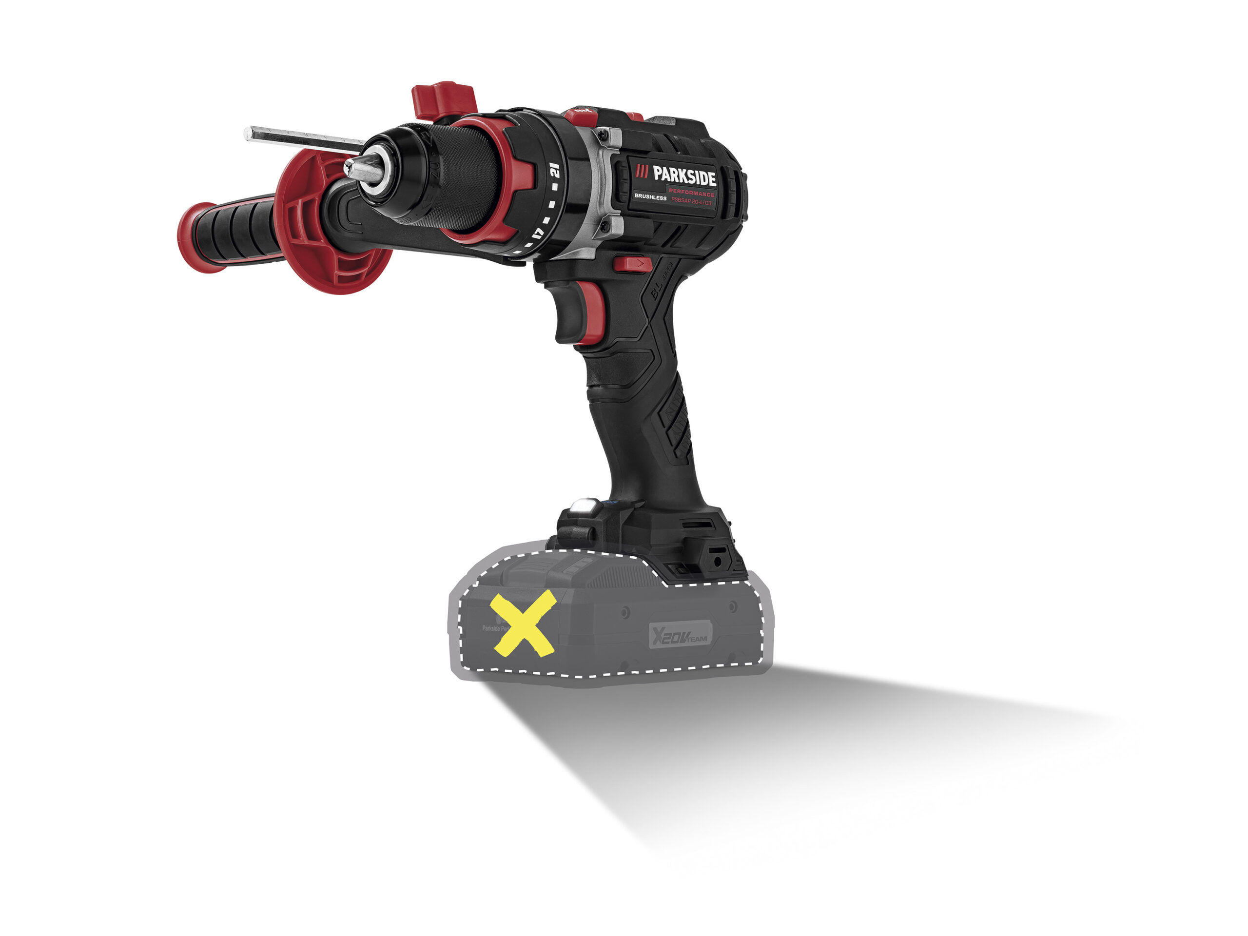 PARKSIDE PERFORMANCE Accu-klopboormachine 20 V zonder accu en lader (4052916105252)