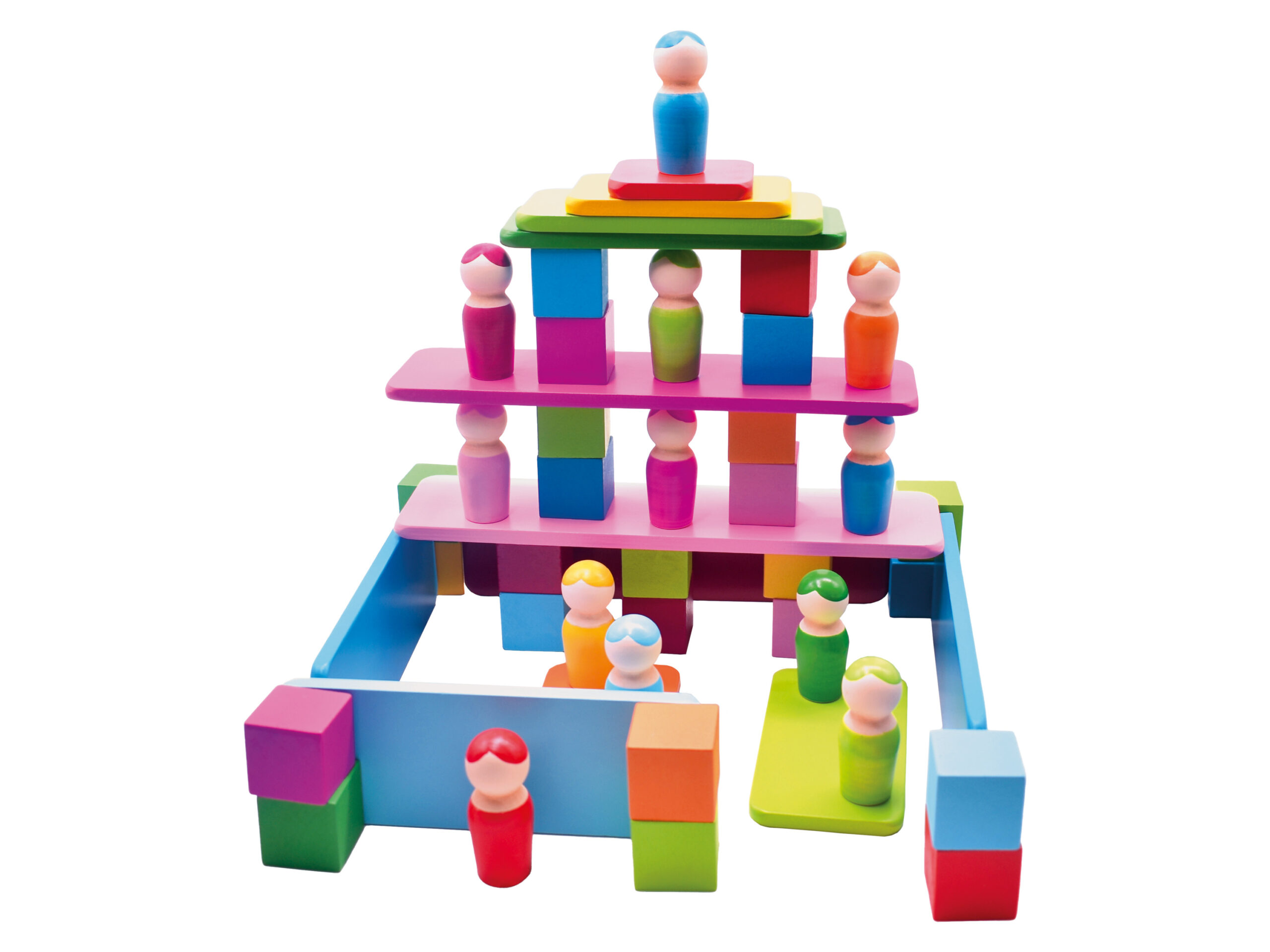 Playtive Houten Montessori motoriekspel (Regenboog stapelspel) (4335754090752)