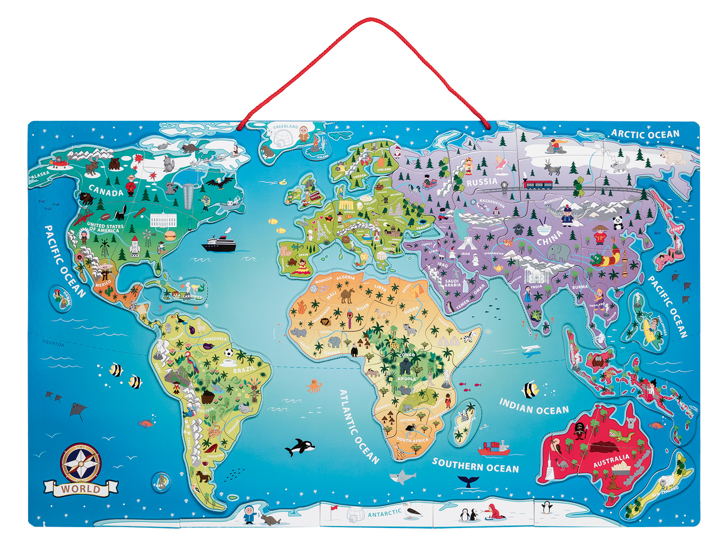 Playtive Houten magnetische landkaart (Wereldkaart) (4055332014528)