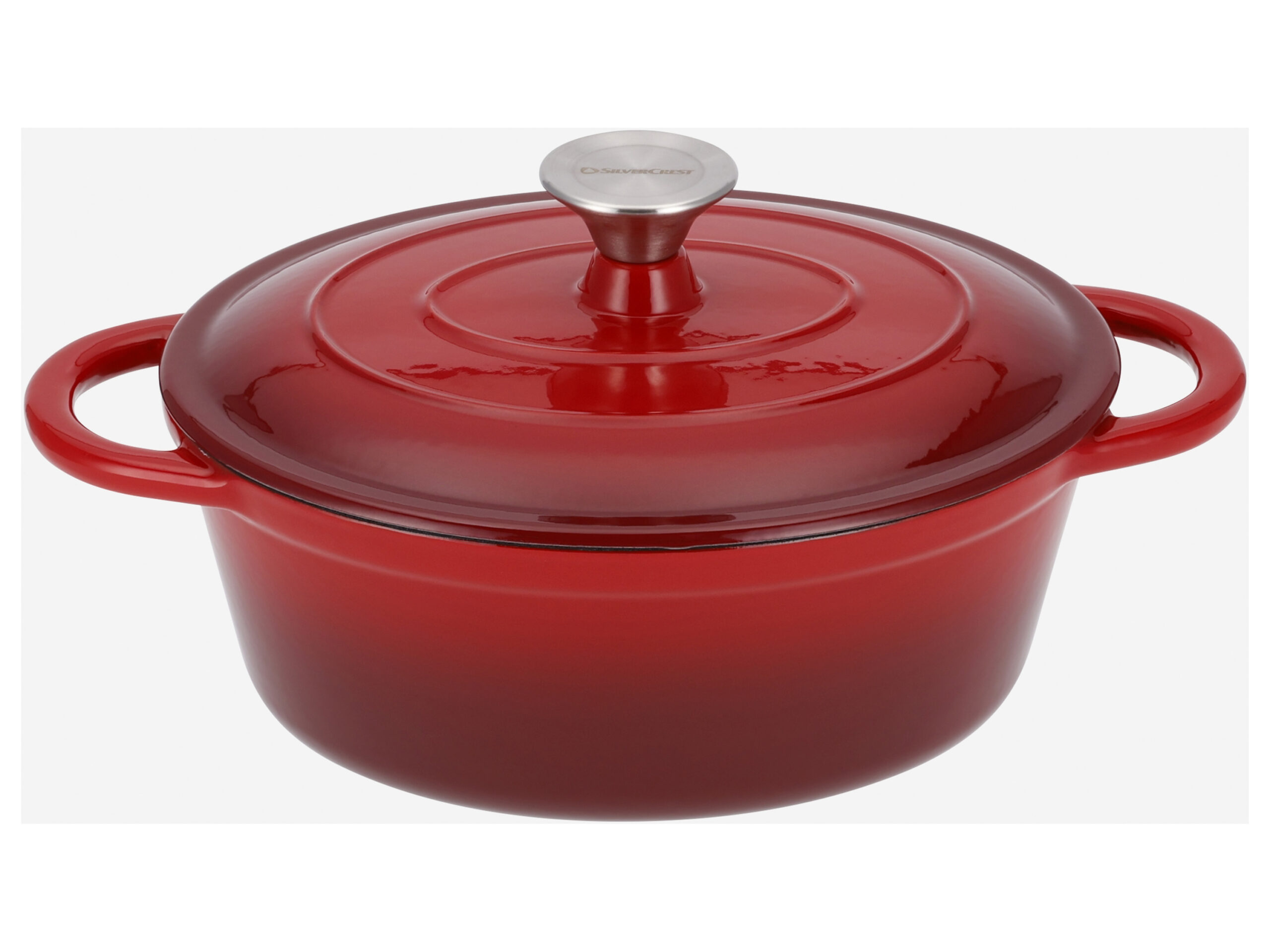 SILVERCREST Gietijzeren pan 25 cm 3 L (Rood) (4052916659069)