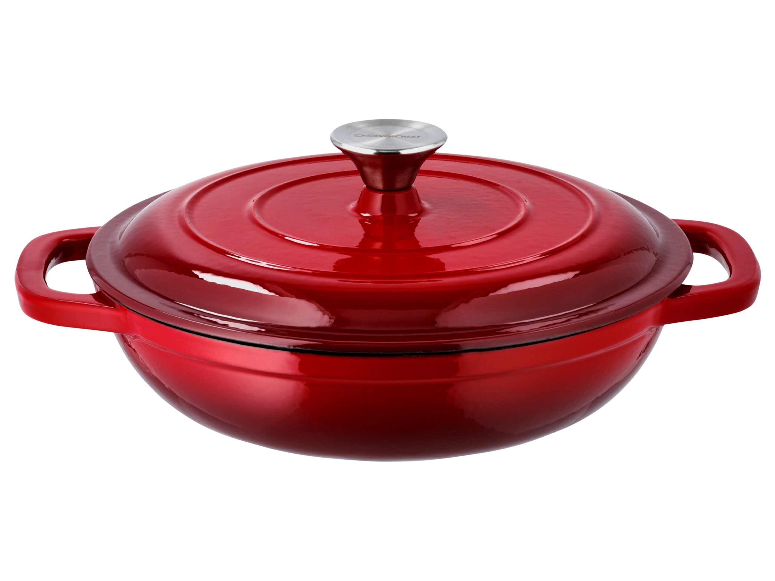SILVERCREST Gietijzeren pan 26 cm 2,4 L (Rood) (4052916658666)