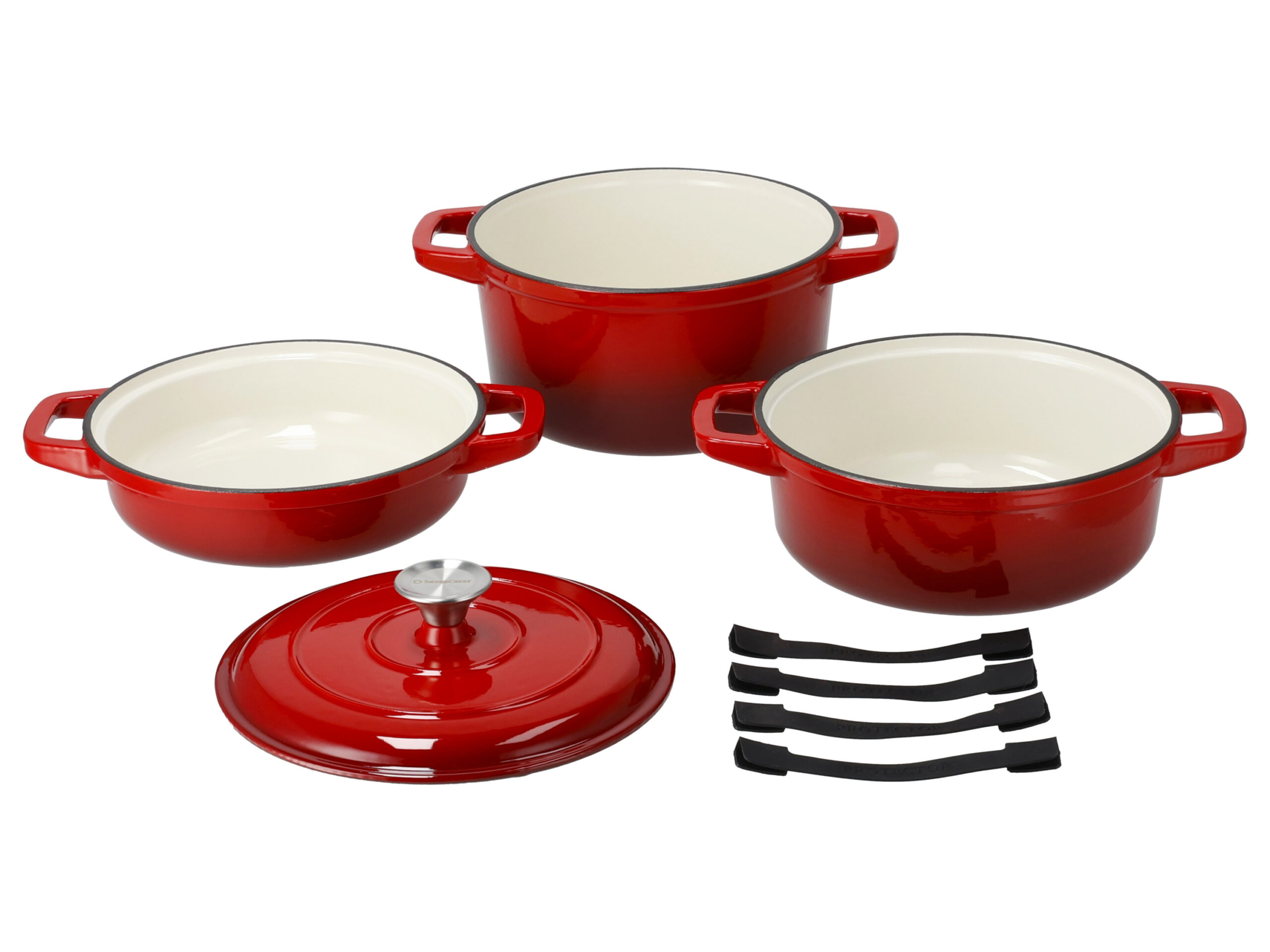 SILVERCREST Gietijzeren pannenset (Rood) (4052916659120)