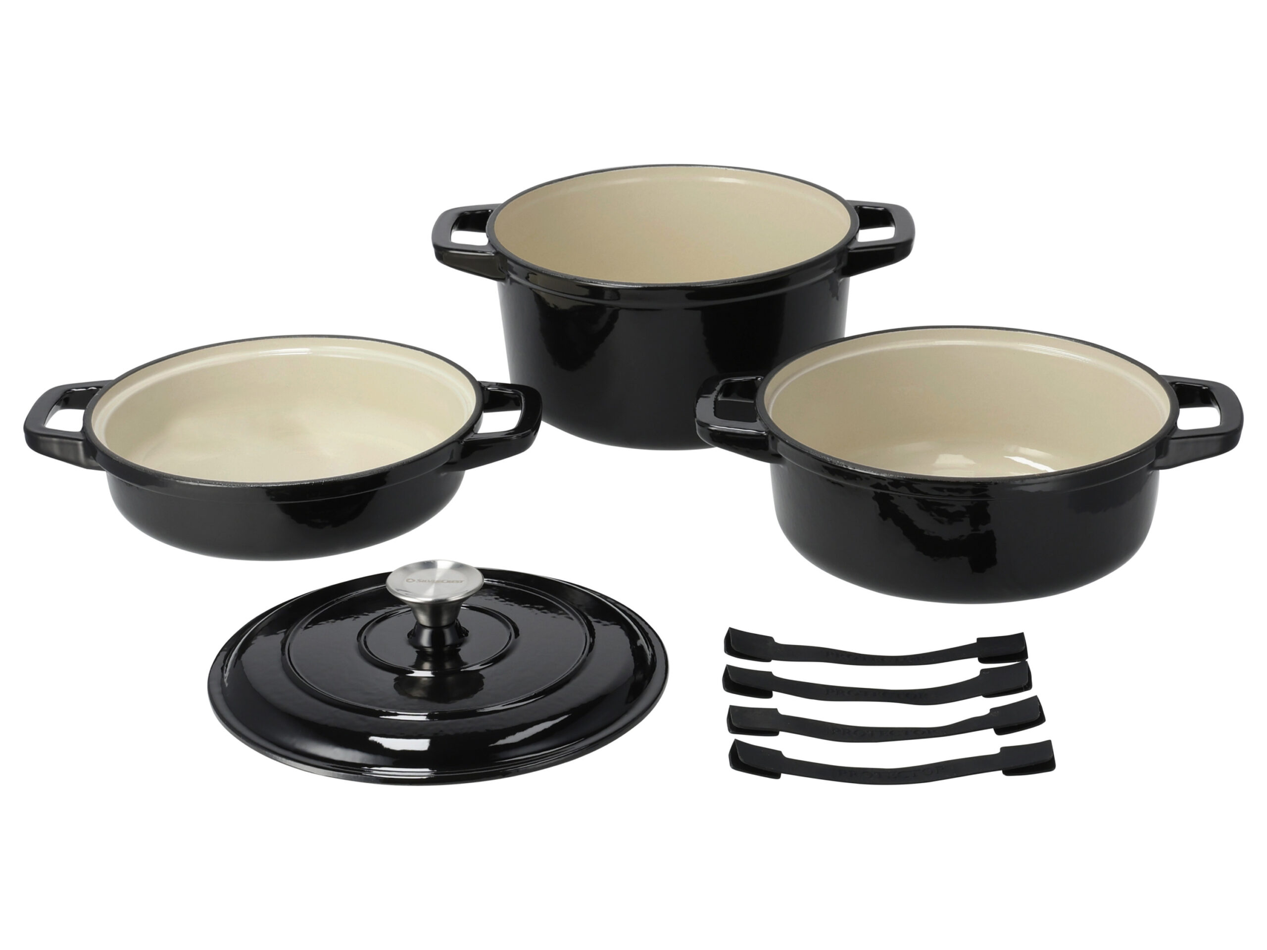 SILVERCREST Gietijzeren pannenset (Zwart) (4052916659137)