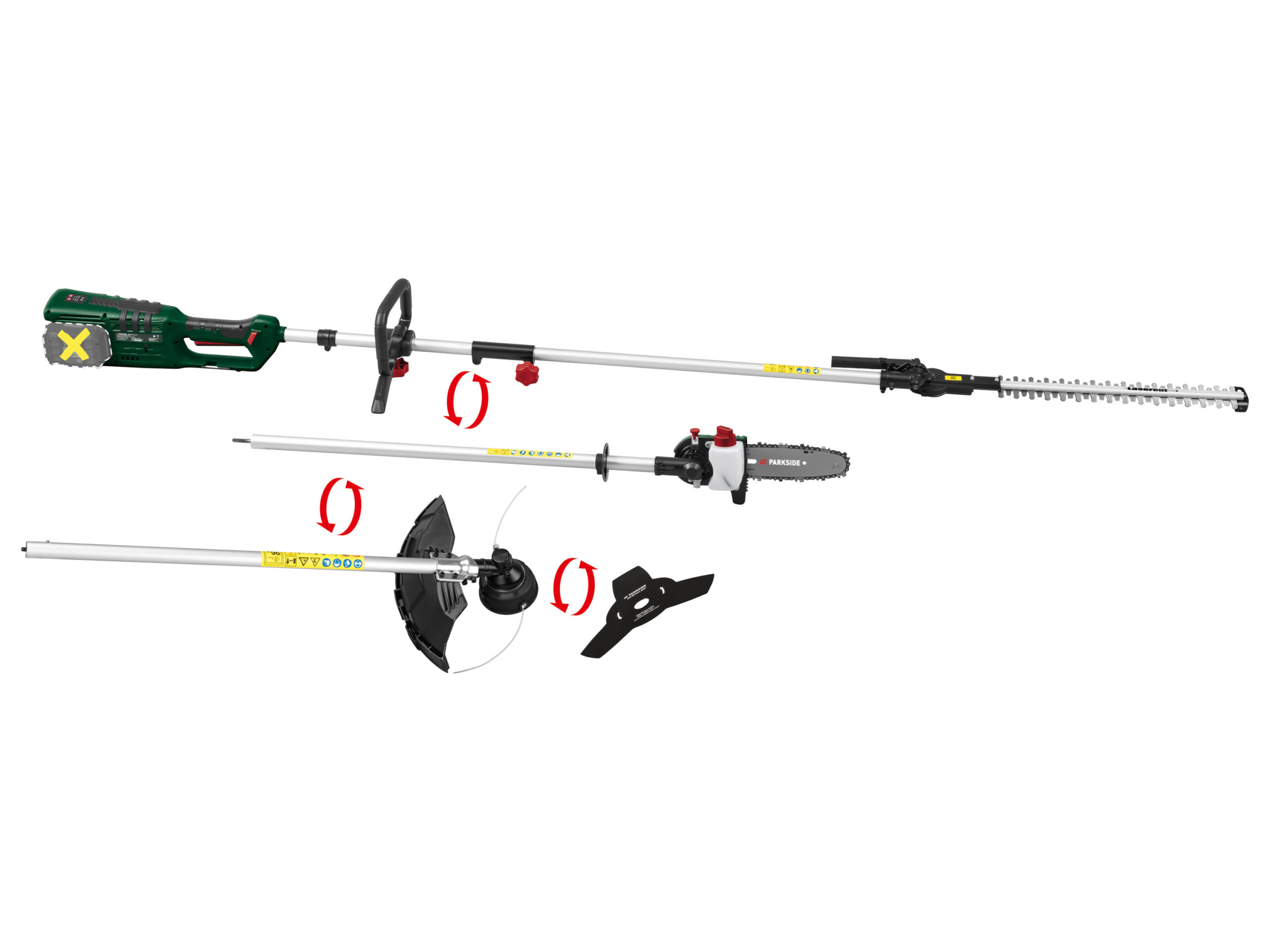 PARKSIDE 4-in-1 accu-tuingereedschap 40 V zonder accu's en lader (4054599187297)