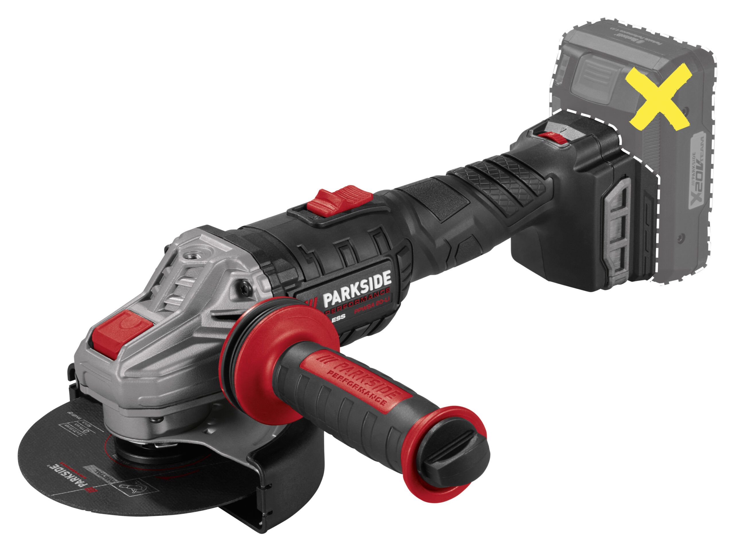 PARKSIDE PERFORMANCE Accu-haakse slijper 20 V zonder accu en lader (4054599215334)
