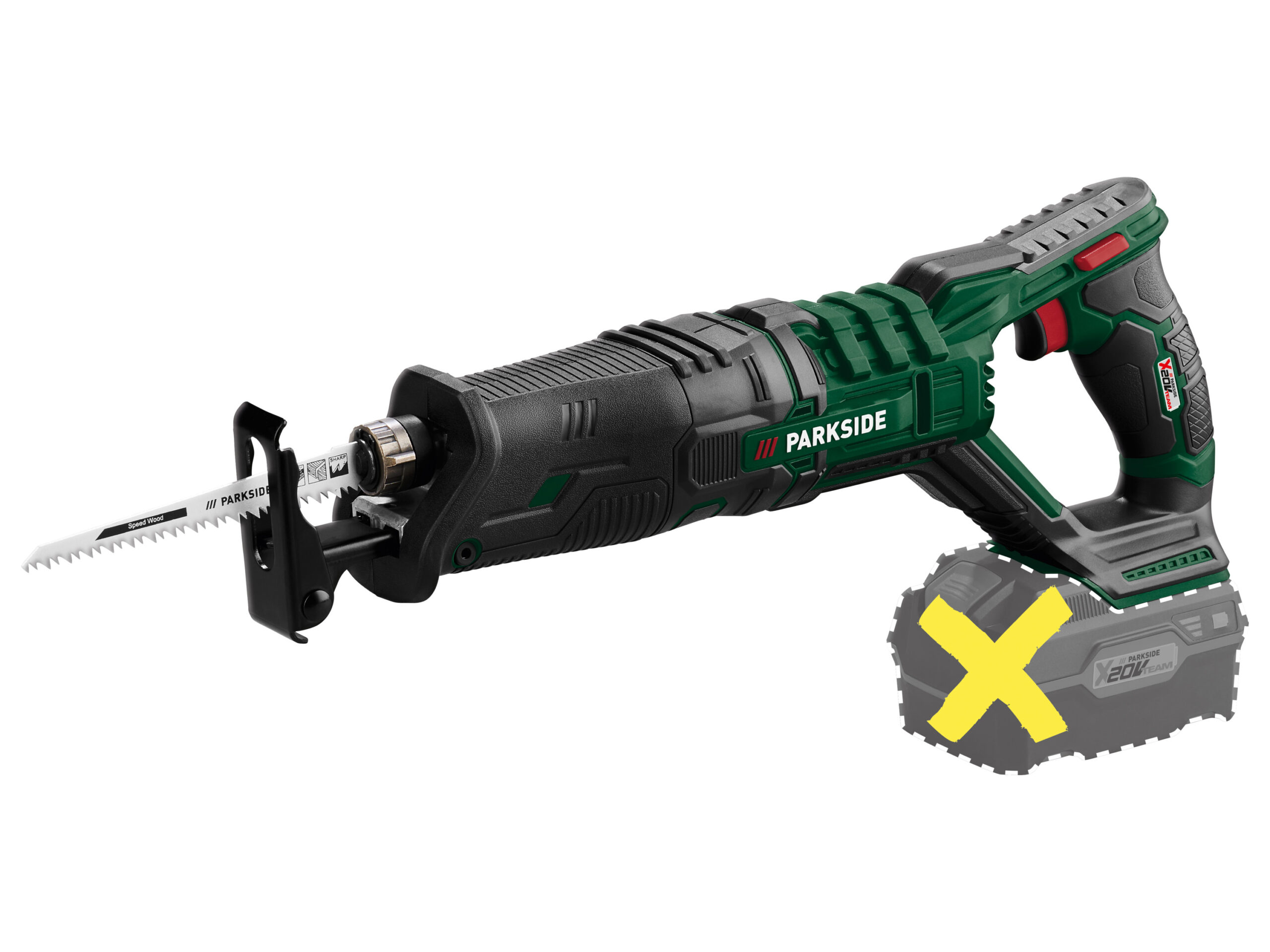 PARKSIDE Accu-reciprozaag 20 V set met 2 Ah accu en 2,4 A lader (0000800012579)