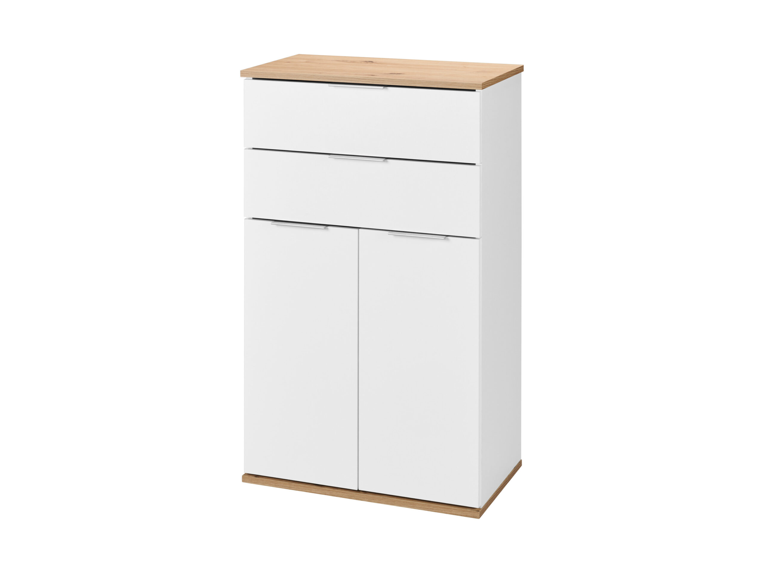 LIVARNO Kast met 2 laden en 2 deuren - wit met eikenlook (4054599426815)