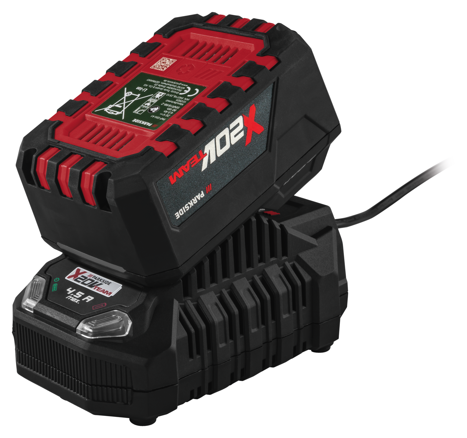PARKSIDE Accu 20 V - 4 Ah en acculader 4,5 A (4054599433080)