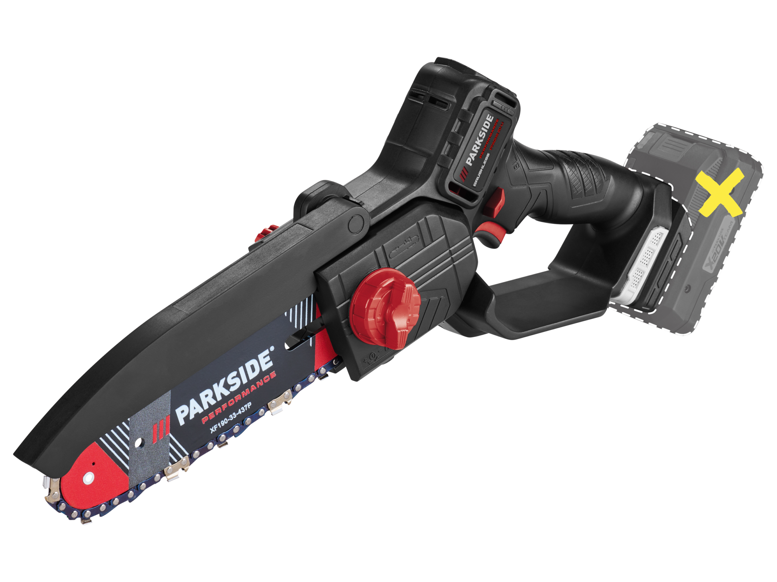 PARKSIDE PERFORMANCE Accu-minikettingzaag 20 V zonder accu en lader (4052916511503)