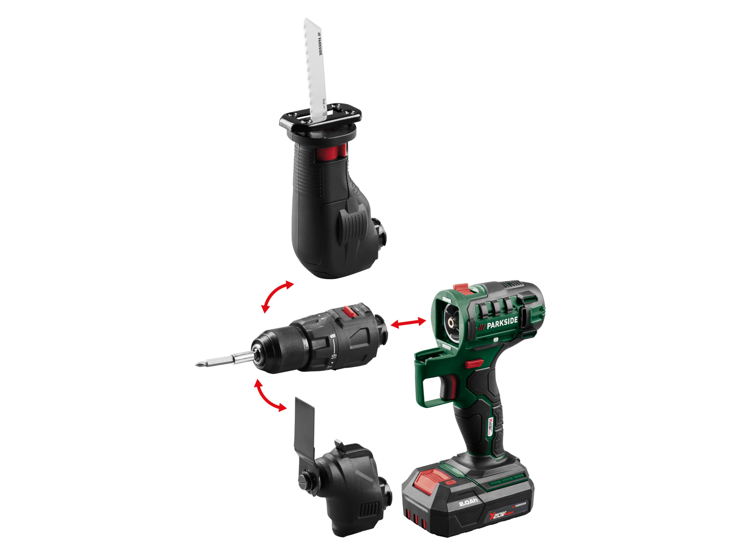 PARKSIDE 3-in-1 accu-combitool 20 V met accu en lader - schroefboormachine - multitool - reciprozaag (4054599291772)
