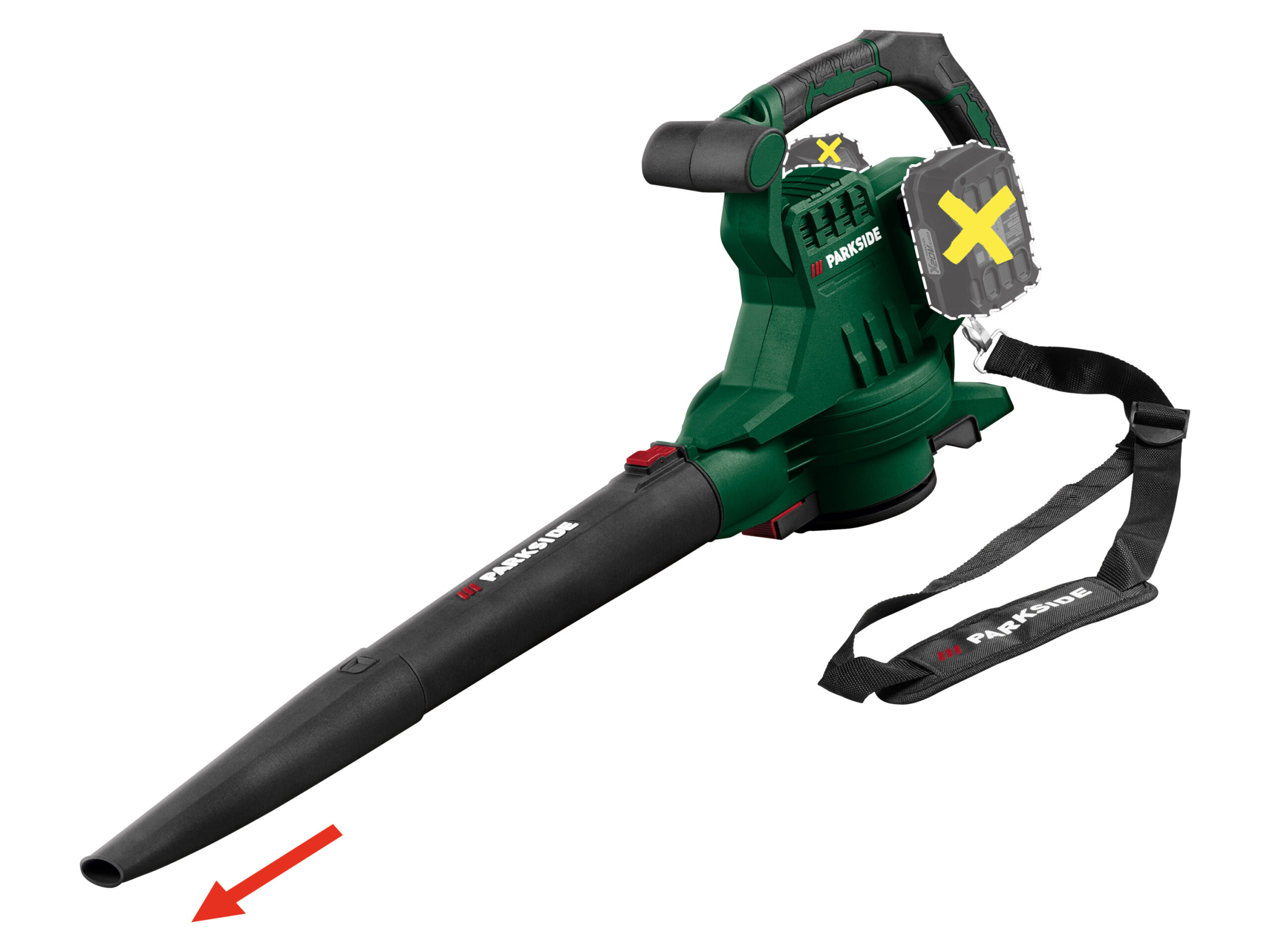 PARKSIDE Accu-bladblazer en -bladzuiger 40 V zonder accu's en lader, met versnipperfunctie (4054599288949)