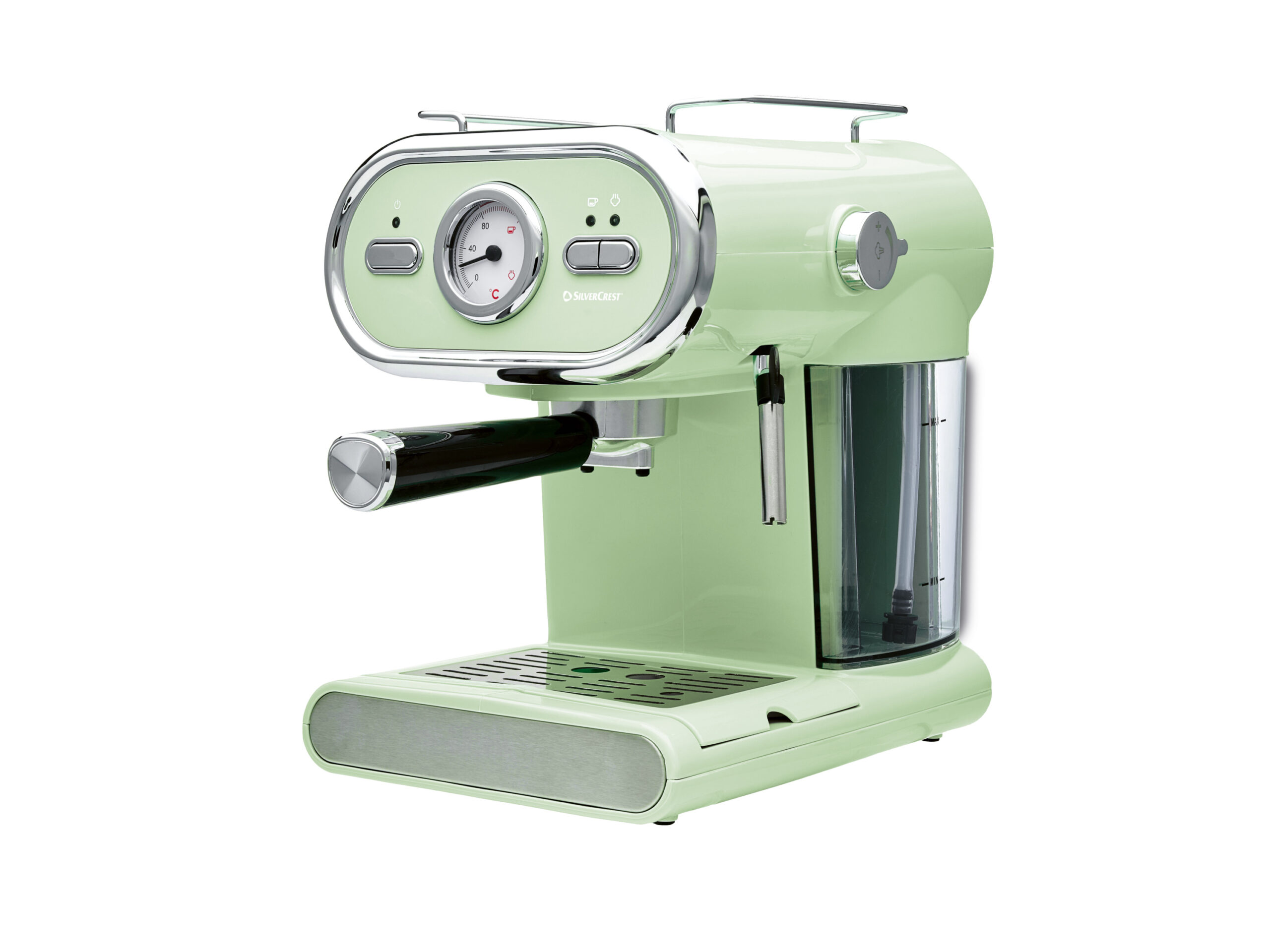 SILVERCREST Piston koffiemachine met stoompijpje, 15 bar, mint (4054599404295)