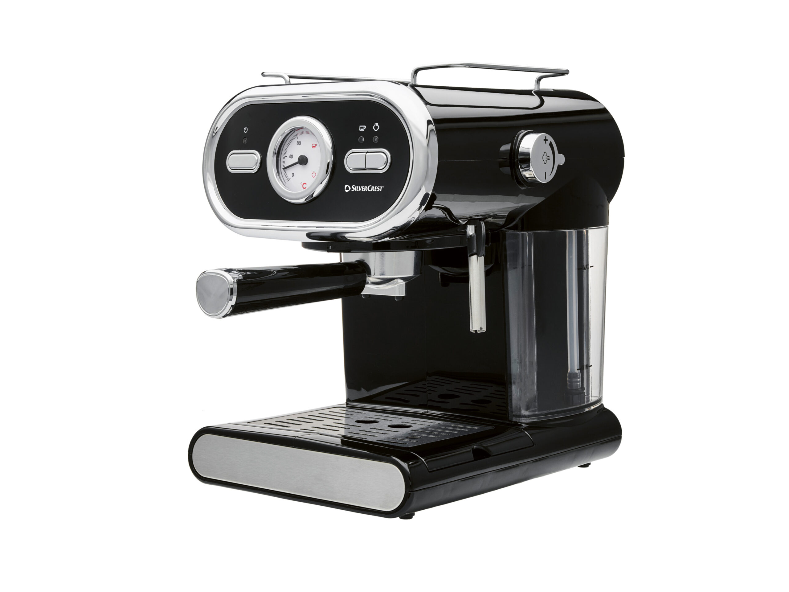 SILVERCREST Piston koffiemachine met stoompijpje, 15 bar, zwart (4054599404264)
