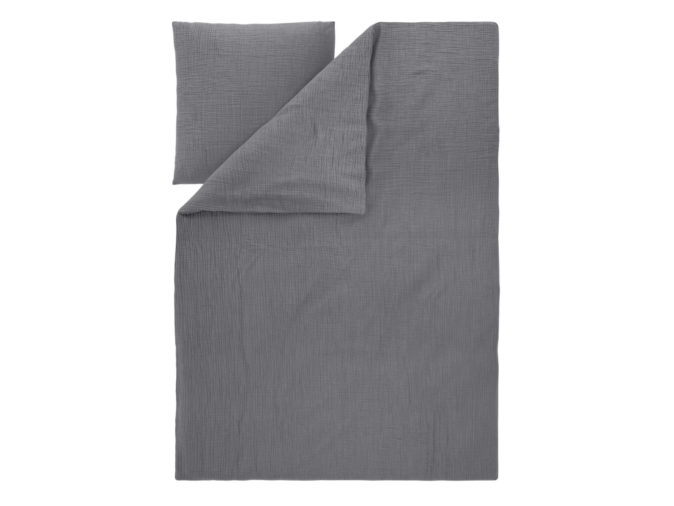 LIVARNO Mousseline dekbedovertrek 140 x 200 cm (Donkergrijs) (4054599337913)