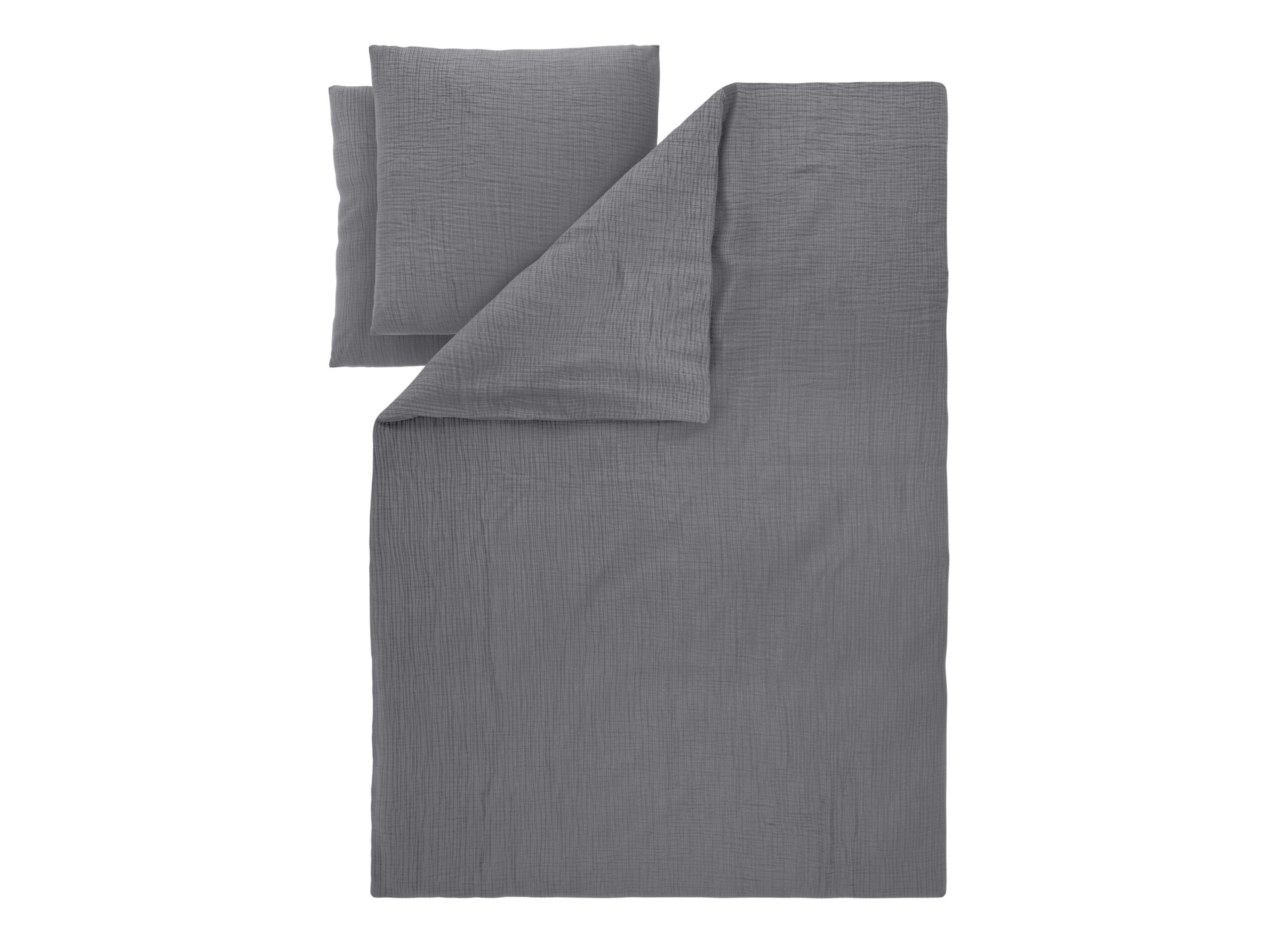 LIVARNO Mousseline dekbedovertrek 200 x 200 cm (Donkergrijs) (4054599342214)