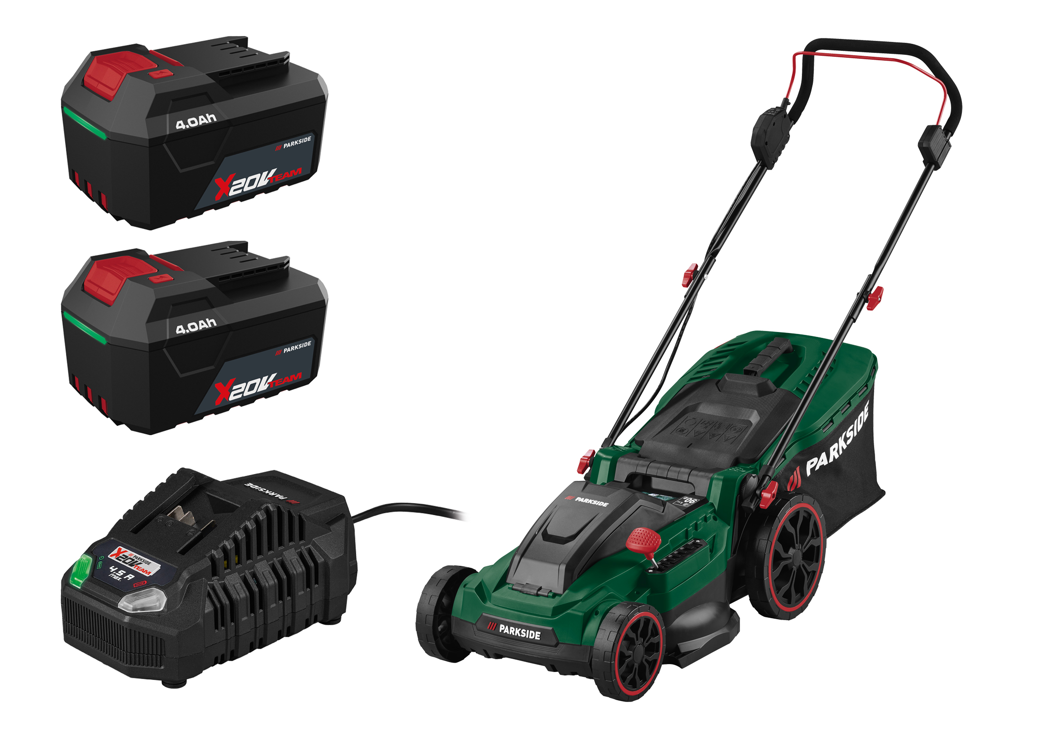 PARKSIDE Accu-grasmaaier 40 V, 800 m², met 2 accu's 4 Ah en snellader 4,5 A