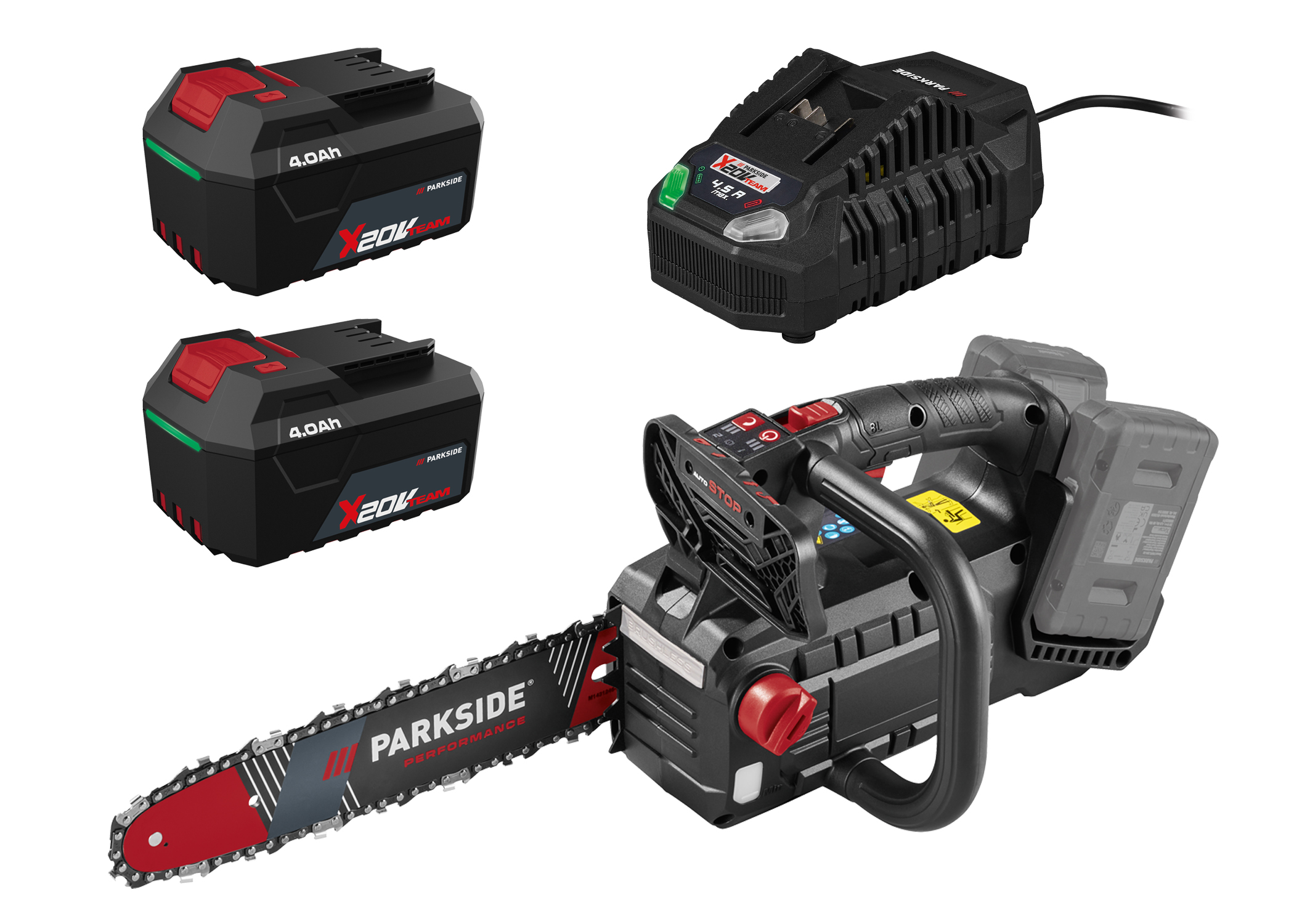 PARKSIDE Accu-kettingzaag 40 V, met 2 accu's 4 Ah en snellader 4,5 A