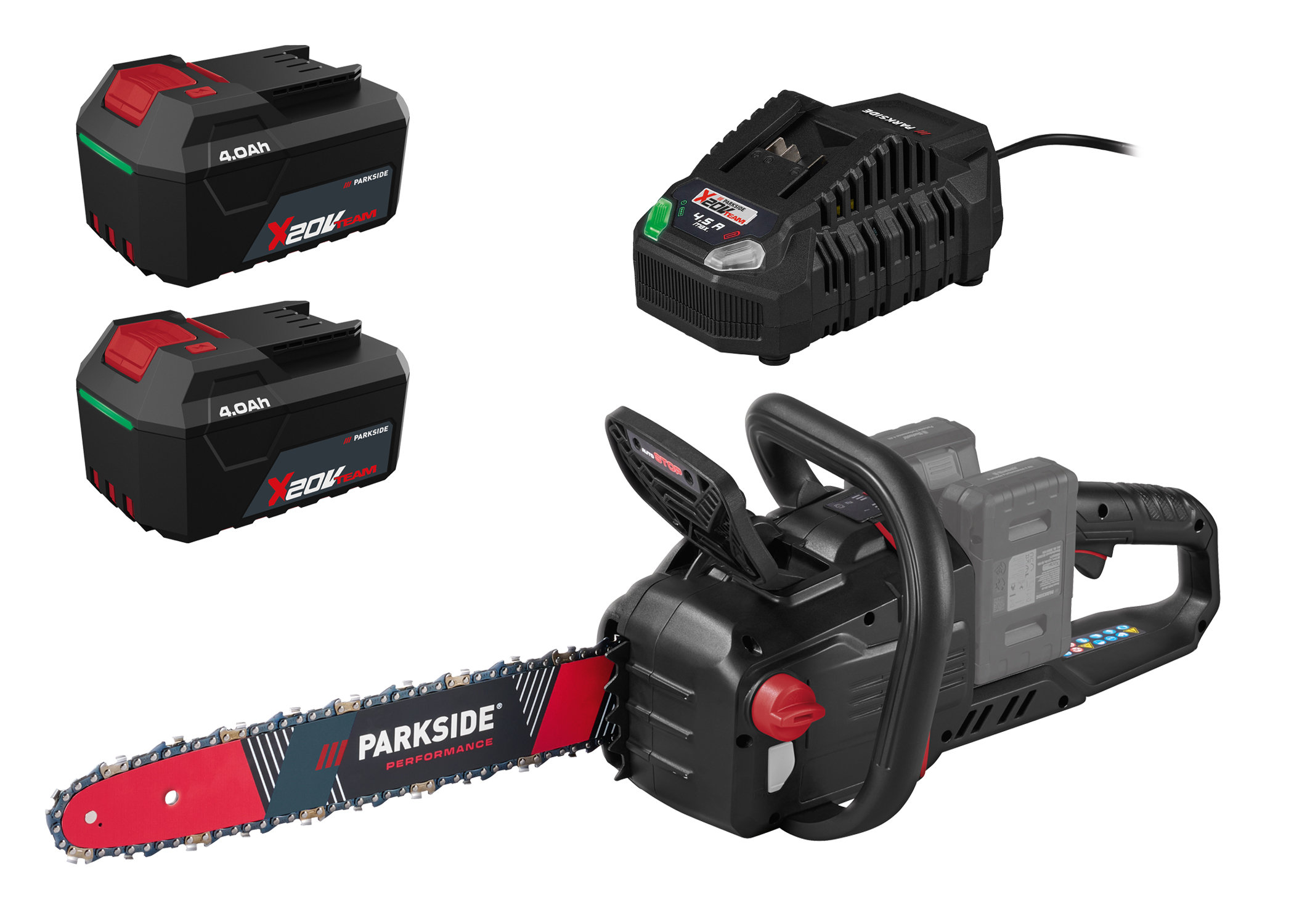 PARKSIDE Accu-kettingzaag 40 V, met 2 accu's 4 ah en snellader 4,5 A