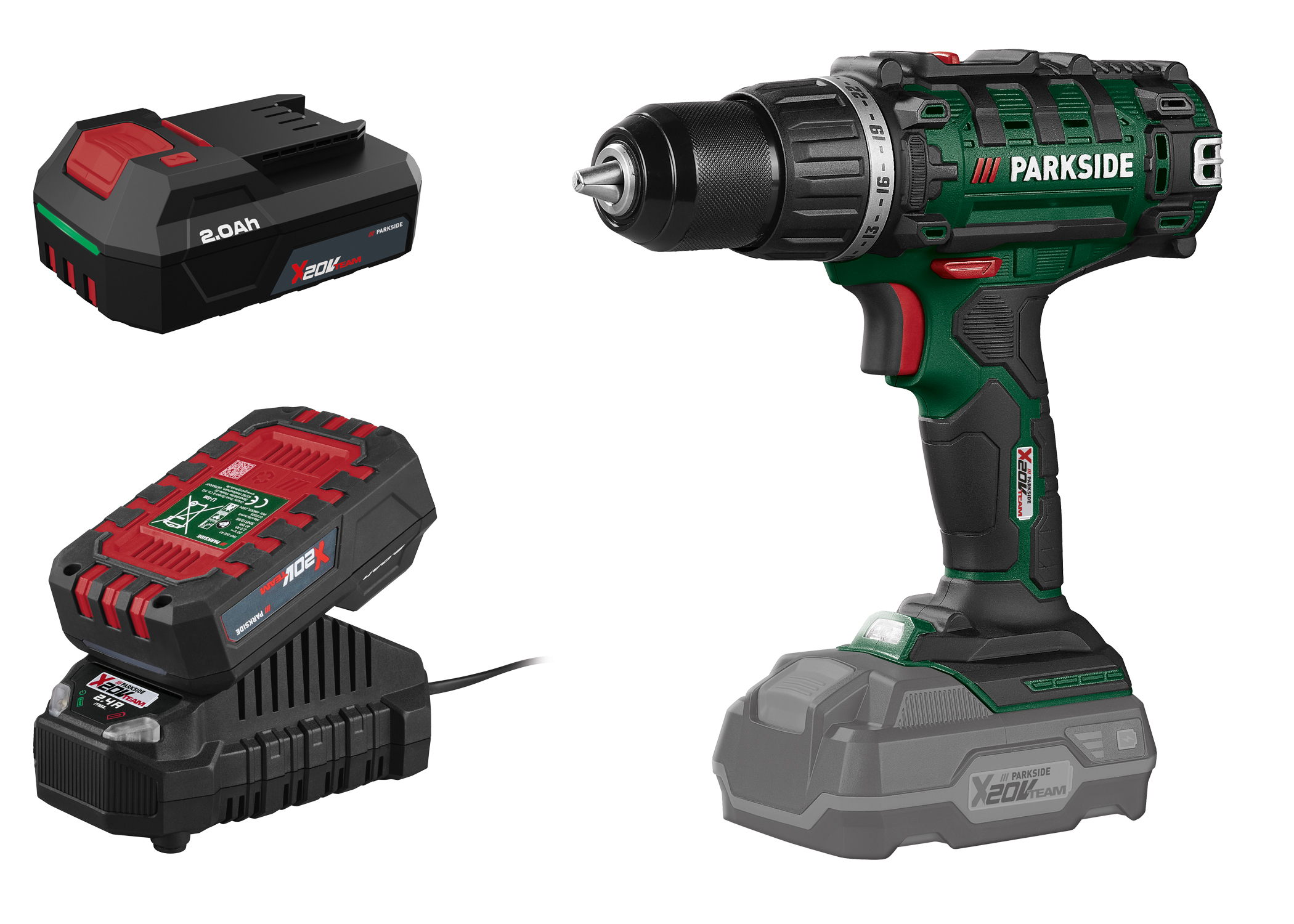 PARKSIDE Accu-schroefboormachine 20 V 45 Nm, met 2 accu's 2 Ah en lader 2,4 A