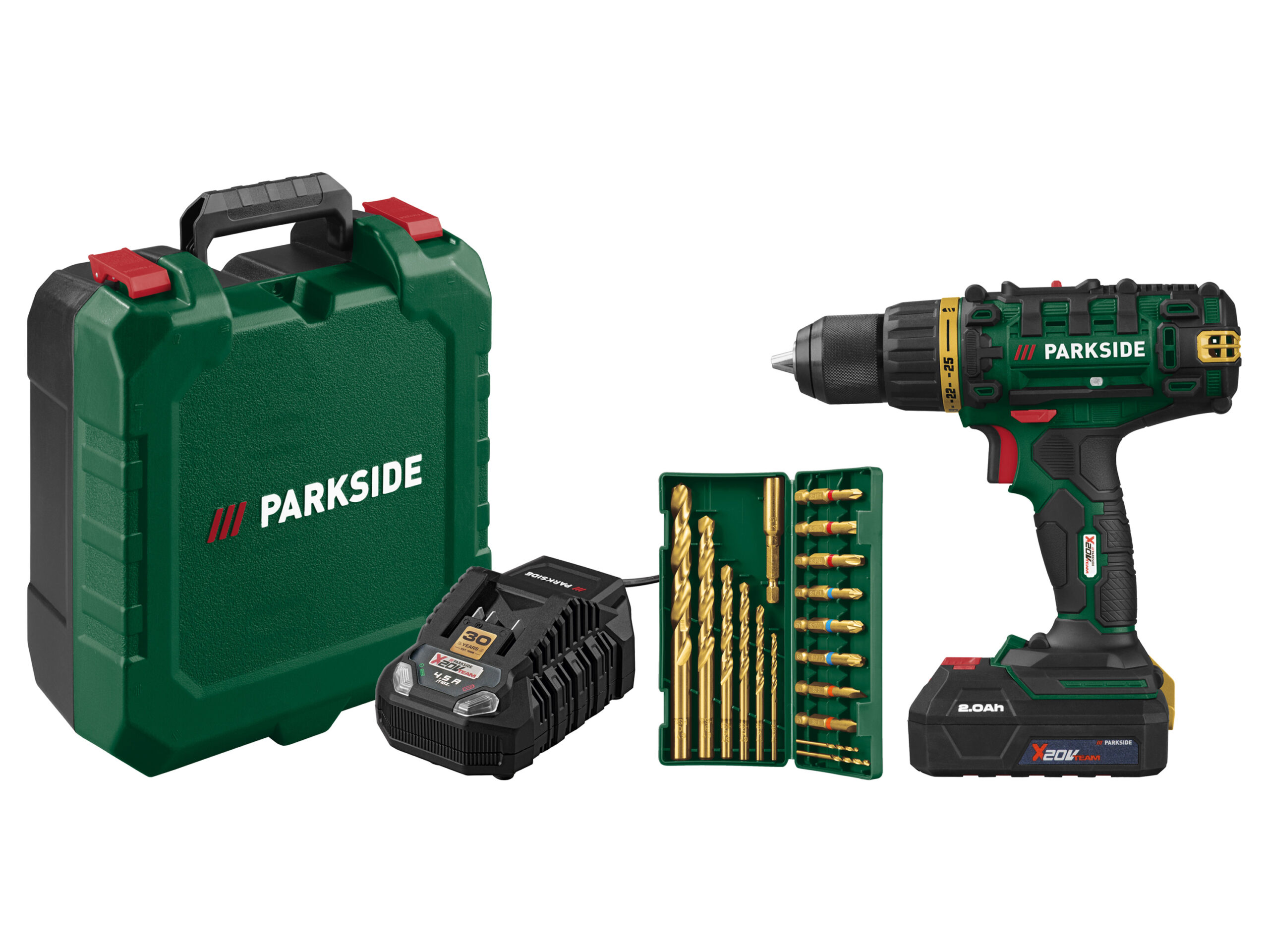 PARKSIDE Accu-schroefboormachine set 20 V met accu en lader, Limited Edition (Groen) (4054599289410)
