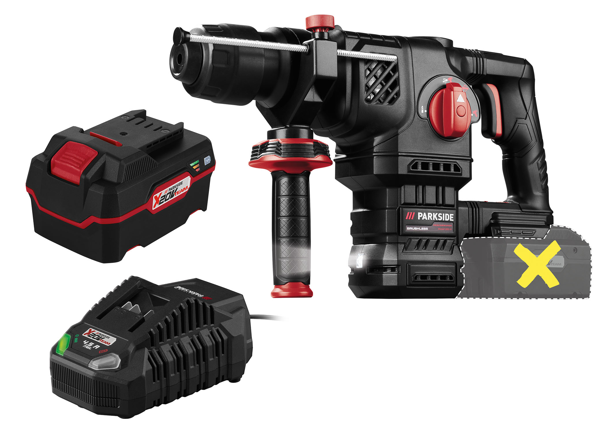 PARKSIDE PERFORMANCE Accu-combihamer 20 V 5,8 J, met accu 4 Ah en snellader 4,5 A