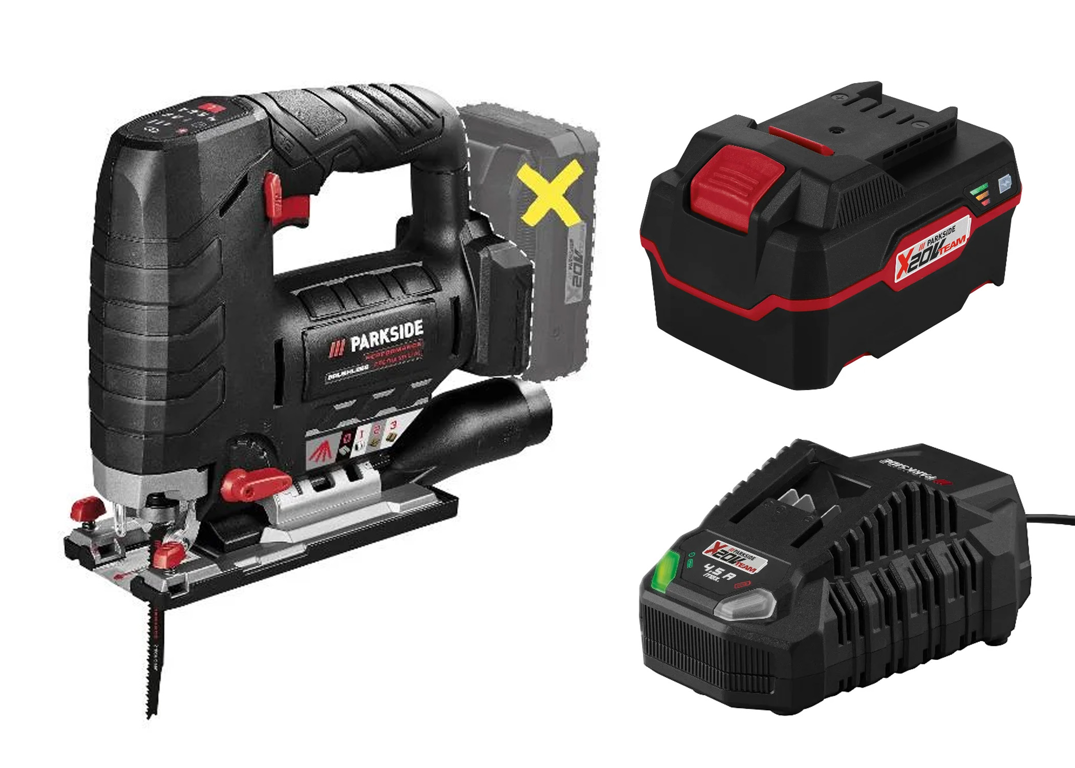 PARKSIDE PERFORMANCE Accu-decoupeerzaag 20 V, met accu 4 Ah en snellader 4,5 A