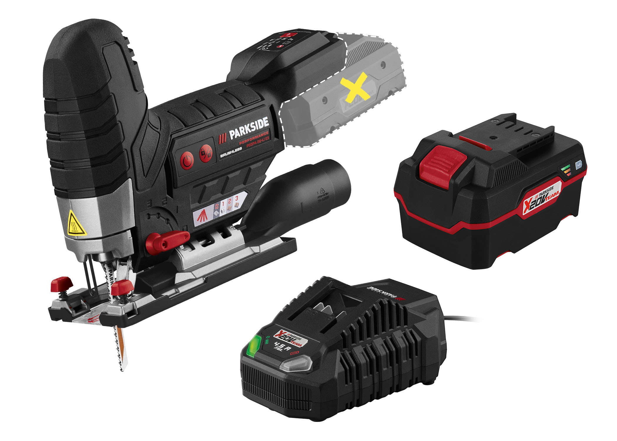 PARKSIDE PERFORMANCE Accu-decoupeerzaag 20 V, met accu 4 Ah en snellader 4,5 A