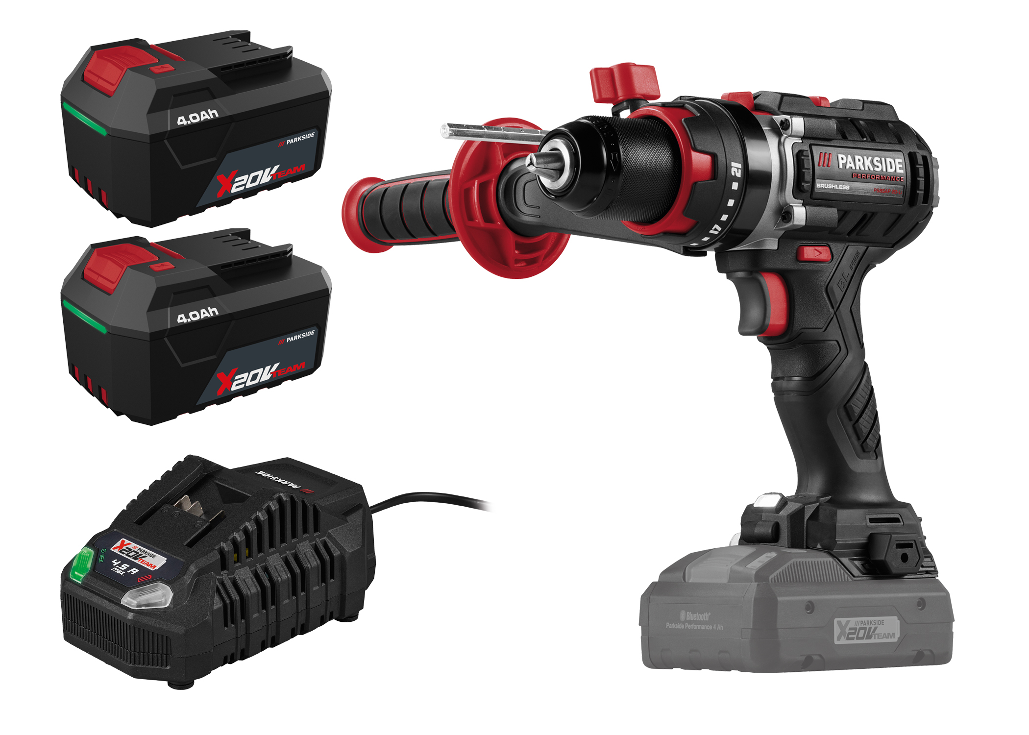 PARKSIDE PERFORMANCE Accu-klopboormachine 20 V 64 Nm, met 2 accu's 4 Ah en snellader 4,5 A