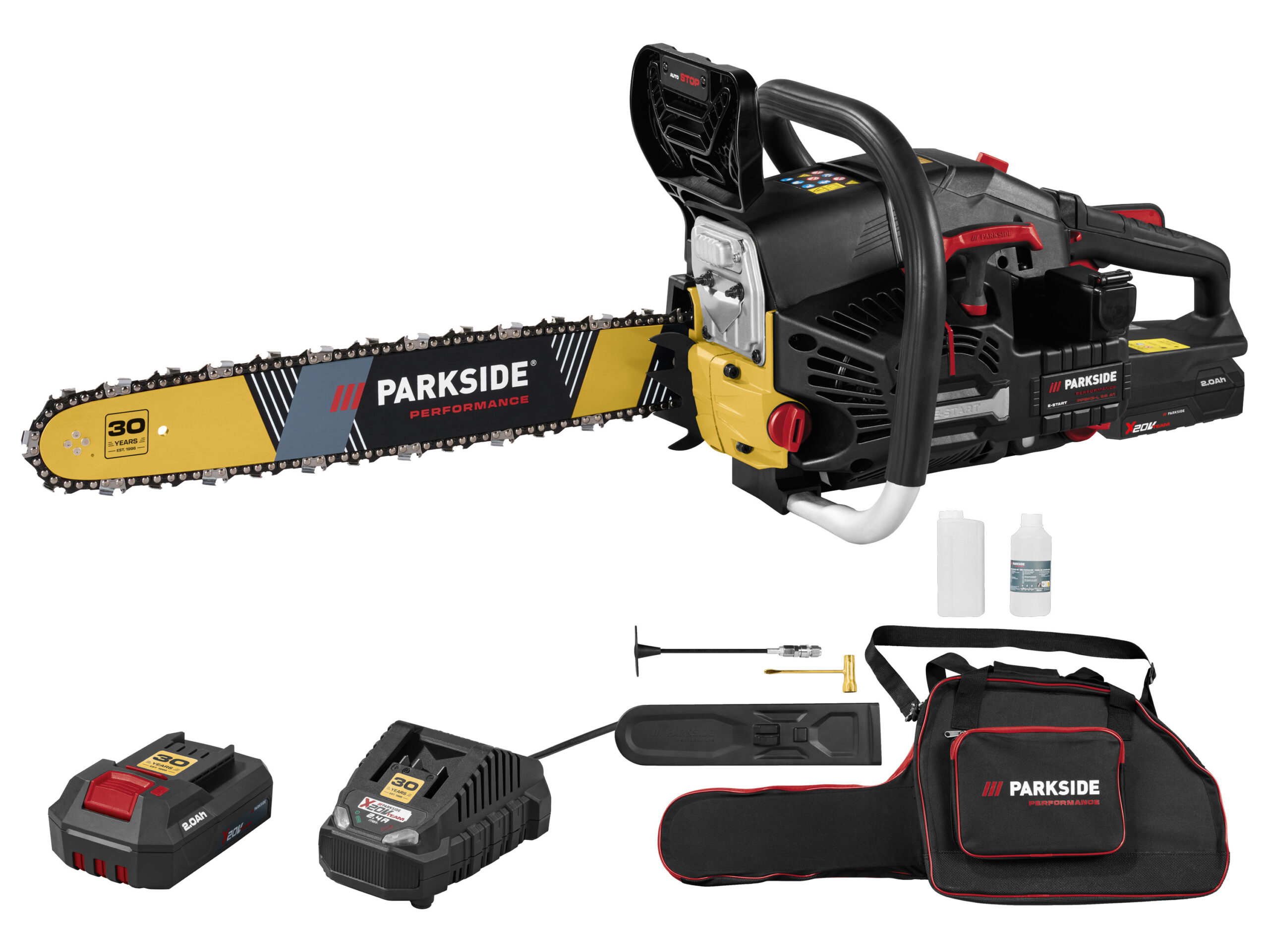 PARKSIDE PERFORMANCE Benzine kettingzaag met elektrische start, 2,2 kW, Limited Edition (4054599290249)